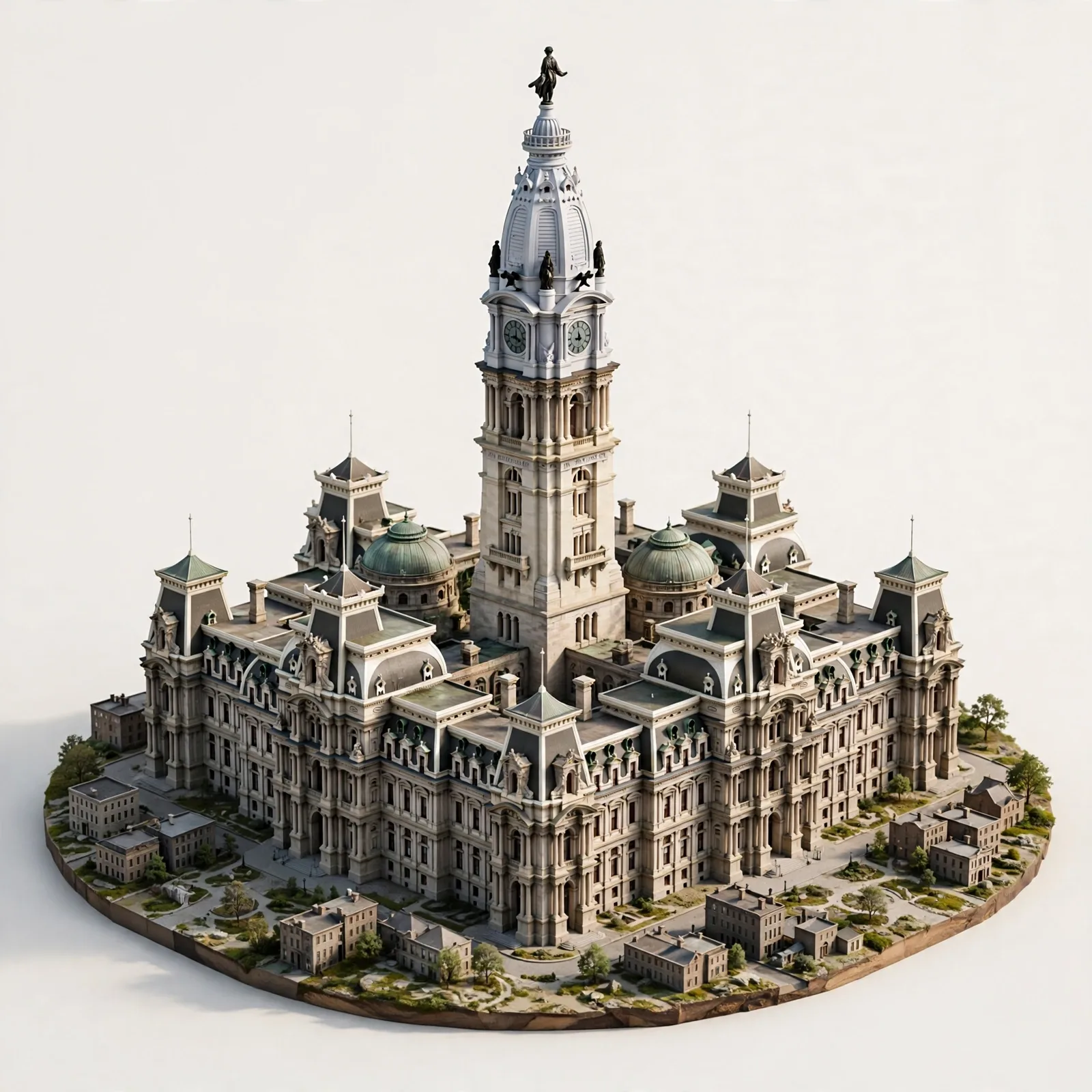 Miniature Isometric Landmark Diorama Prompt — Floating Architectural Model