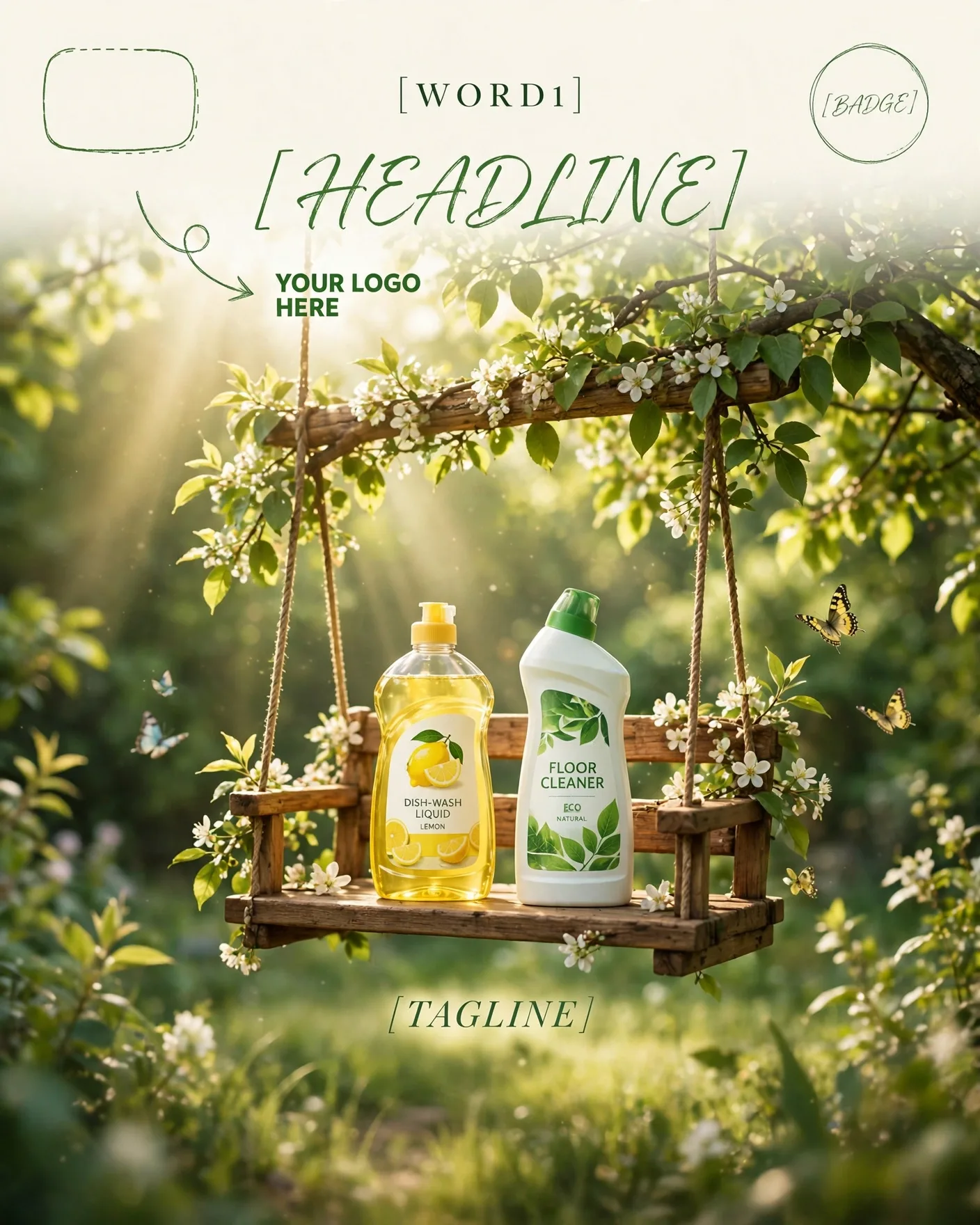 Sunshine Garden Eco Cleaning Swing Fresh Ad Editable AI Prompt