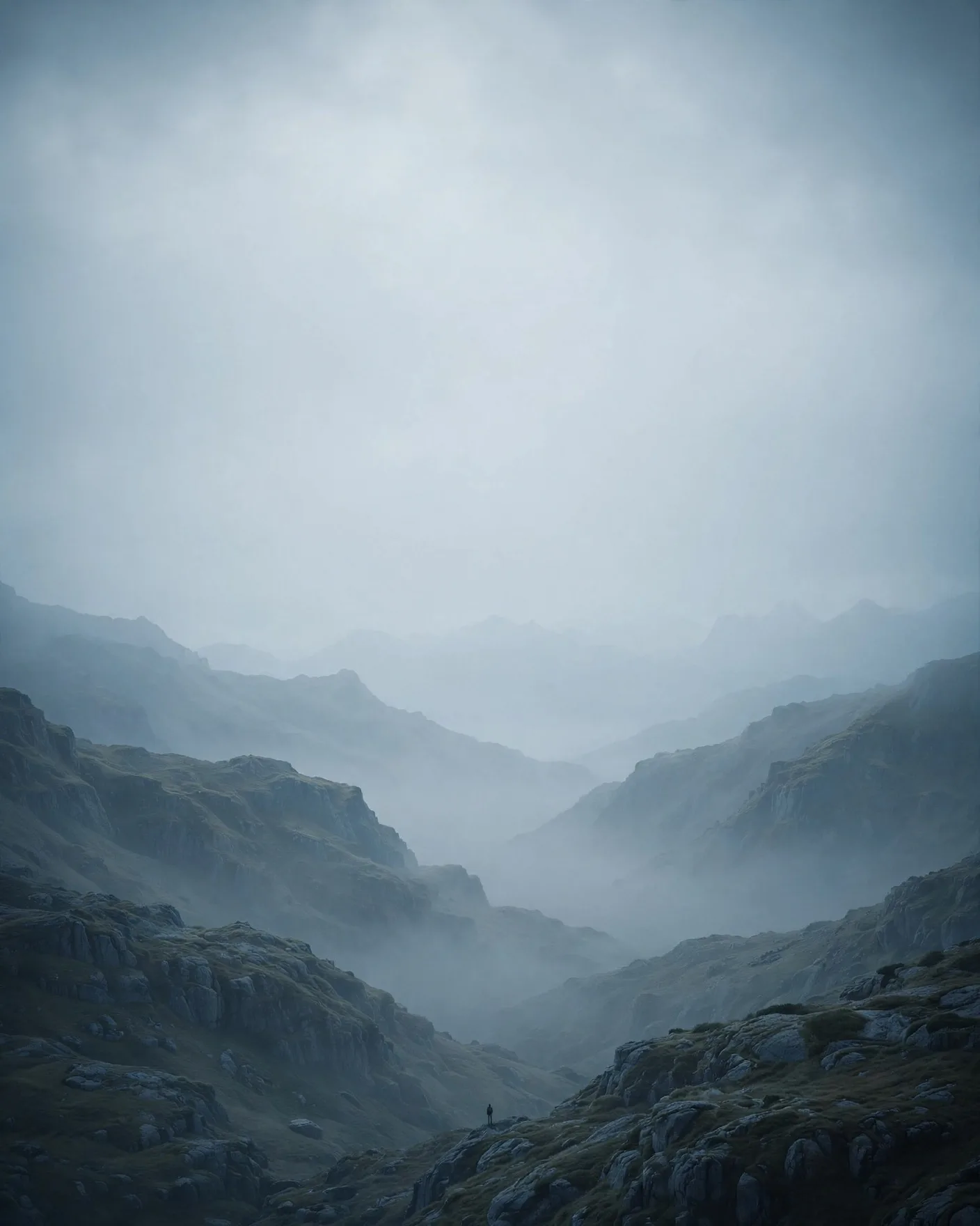 Minimalist Cinematic Landscape Wallpaper Prompt — Lone Silhouette