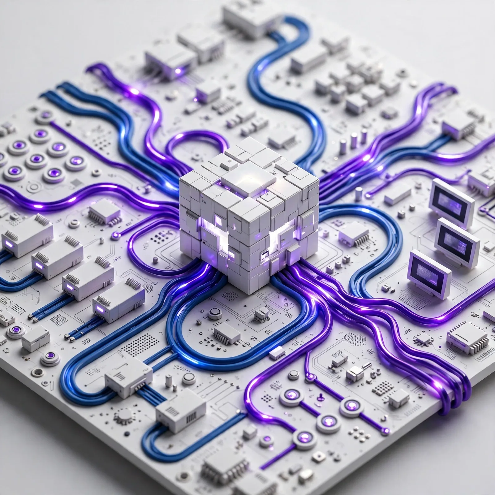 Isometric Circuit Board Prompt — Miniature Tech World 3D