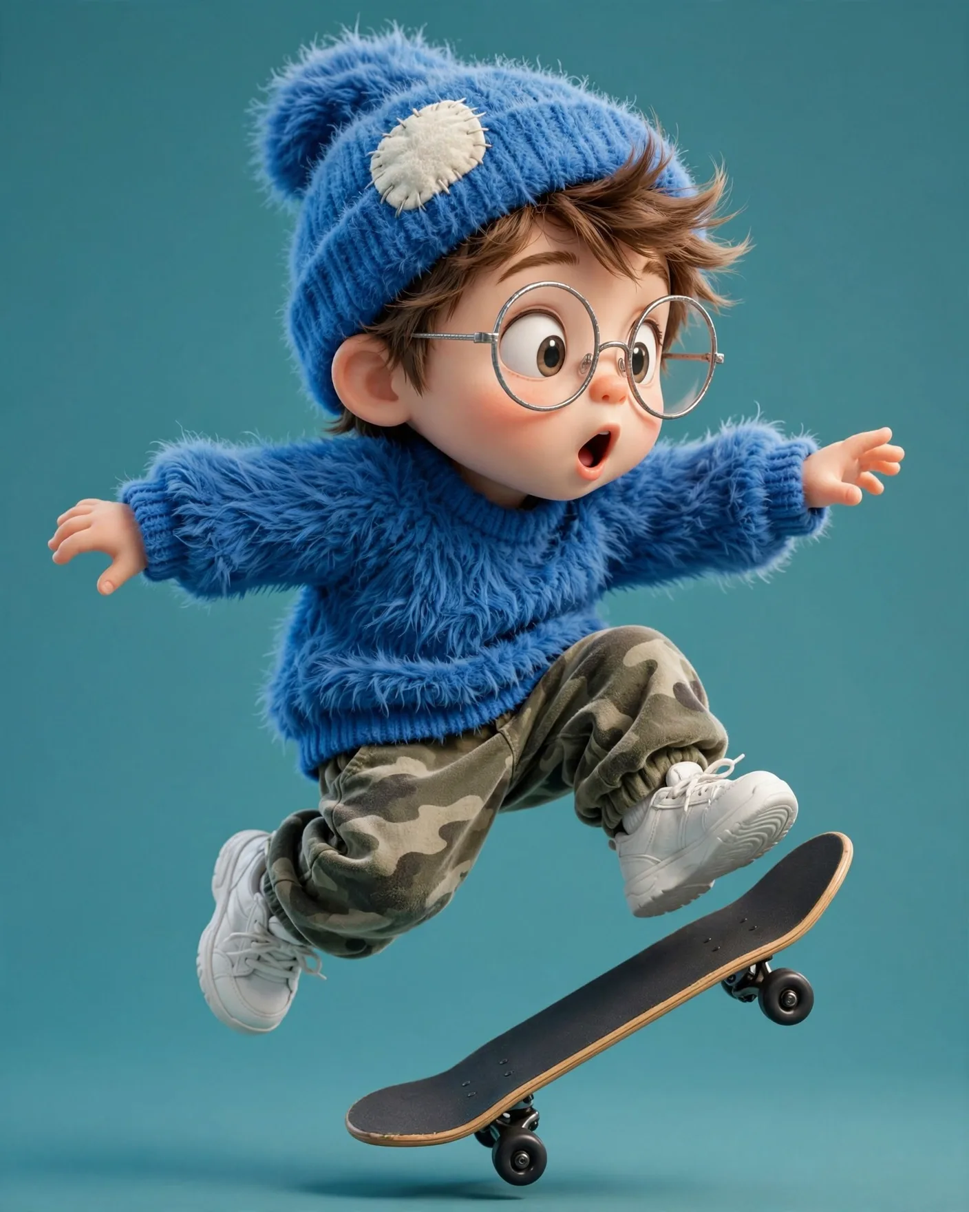 Chibi Skateboarder Blind-Box Toy 3D Prompt