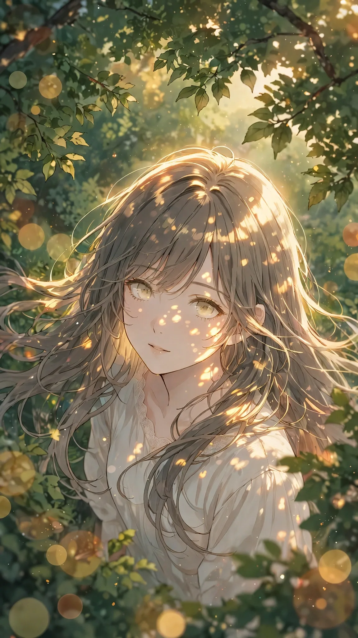 Komorebi Anime Portrait Prompt — Dappled Sunlight Through Trees (9:16)