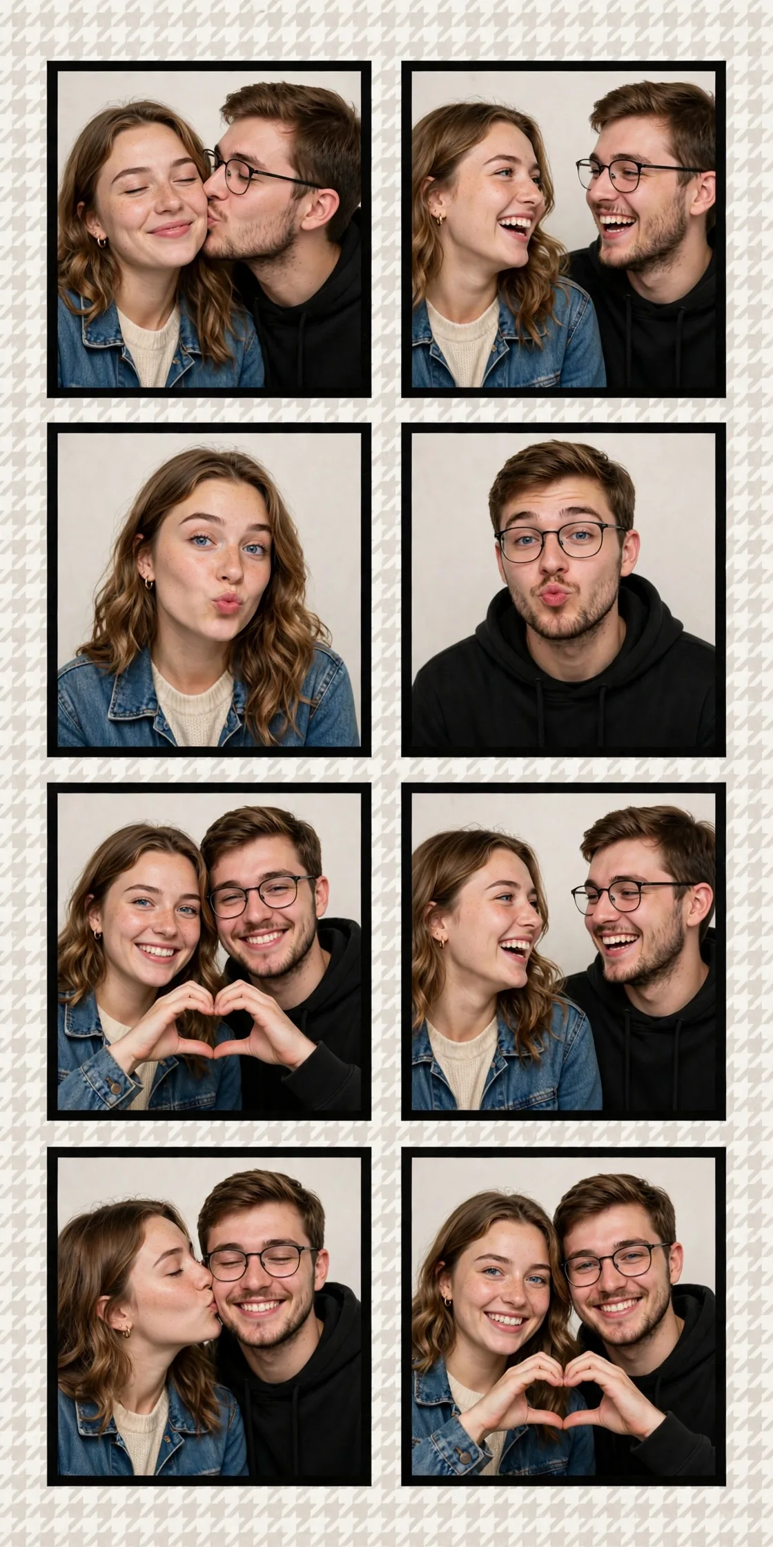 Photobooth Contact Sheet Prompt — Cute Couple 8-Frame Collage