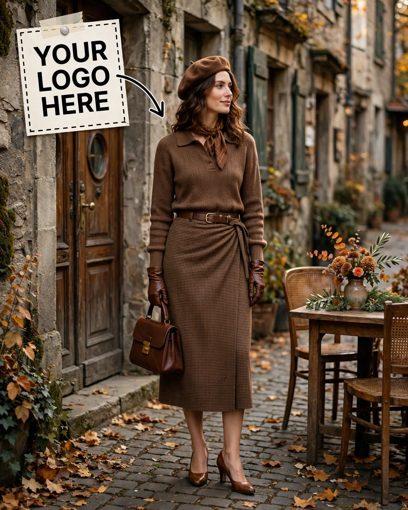 Cottagecore Autumn Street Fashion Editorial Editable AI Prompt