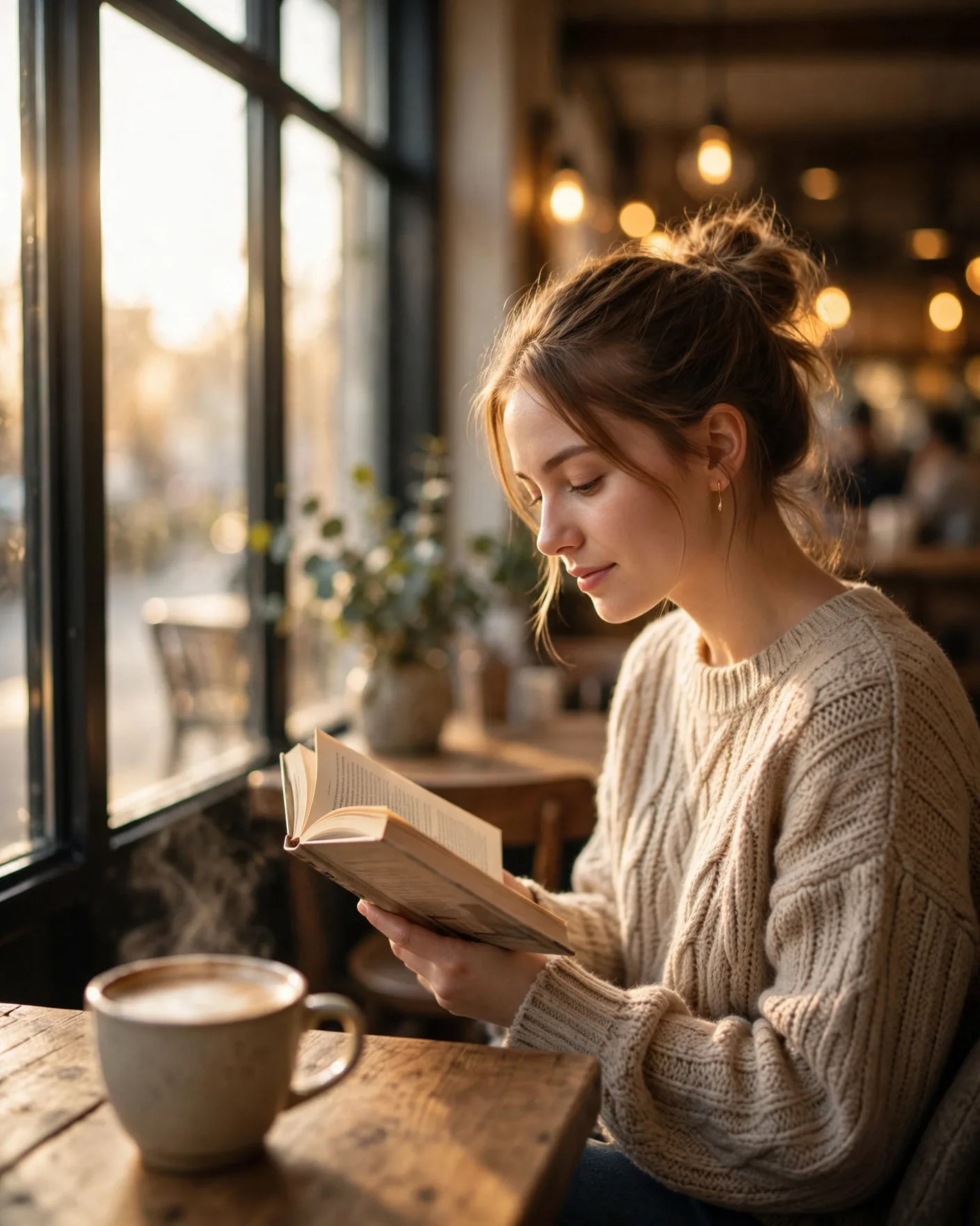 Cozy Café Window Portrait Prompt — Kodak Portra Lifestyle (4:5)