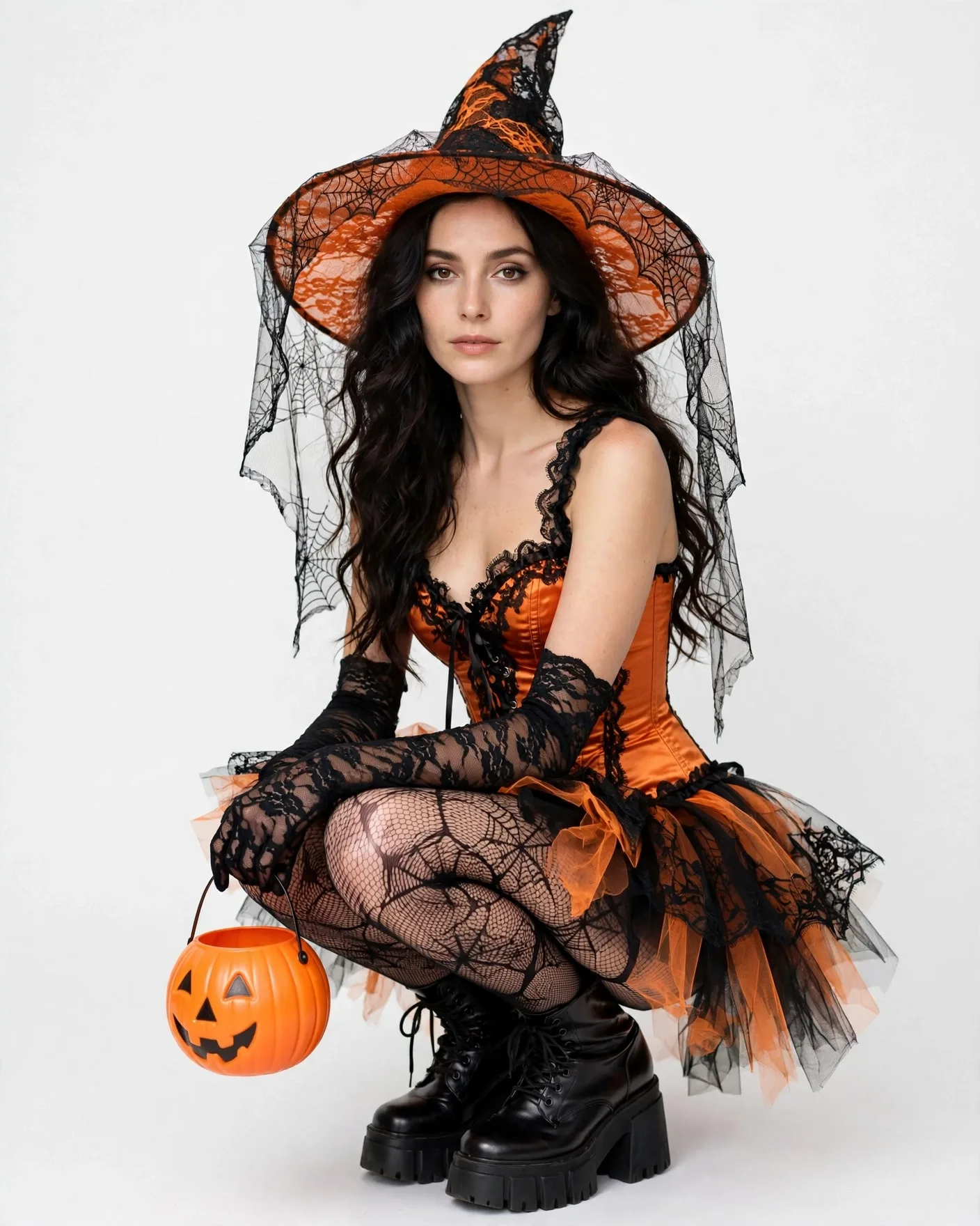 Orange Witch Corset Costume Self Swap Editable AI Prompt