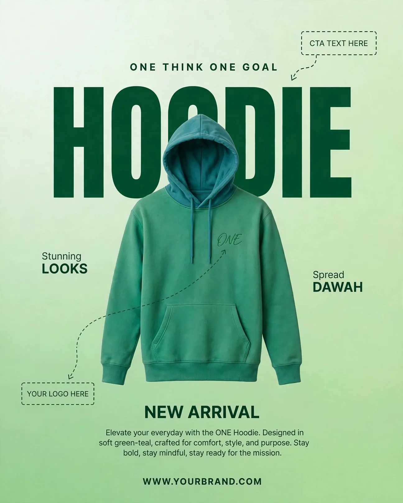 Green Hoodie New Arrival Product Ad Editable AI Prompt
