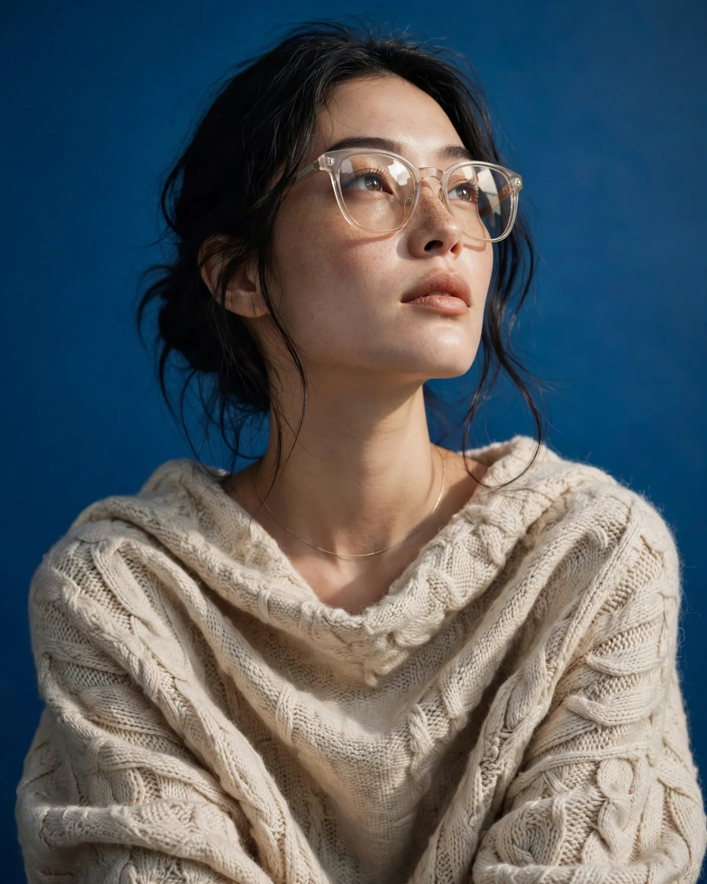 Cobalt Blue Studio Portrait Prompt — Luxury Streetwear Fashion Campaign Look