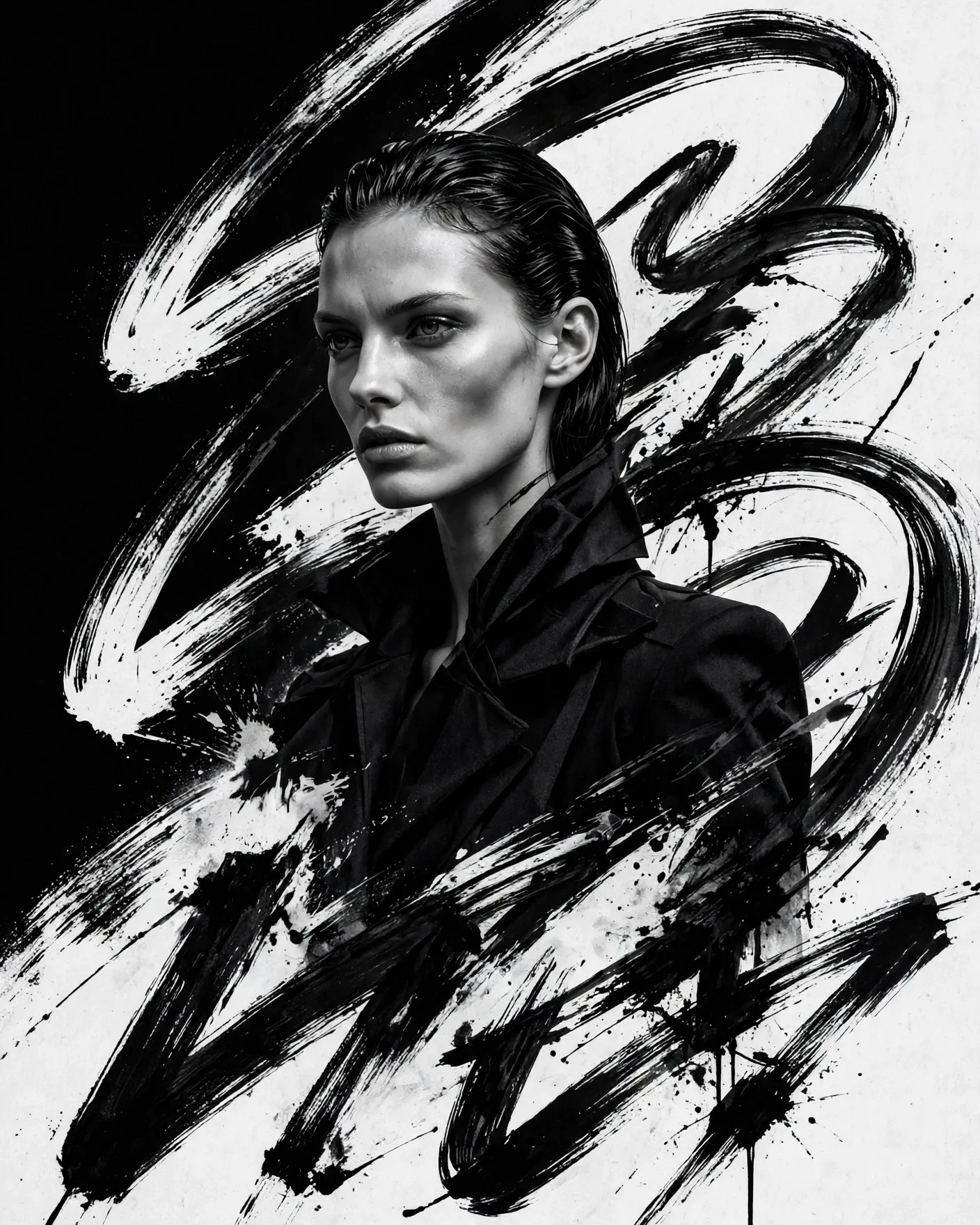 Monochrome Brush-Typography Fashion Campaign Poster