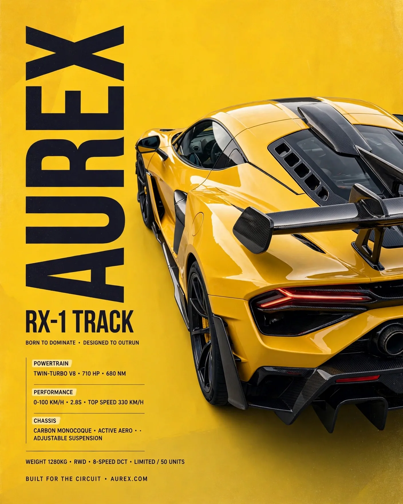 Racing Yellow Supercar Social Poster Prompt — Bold Automotive Ad