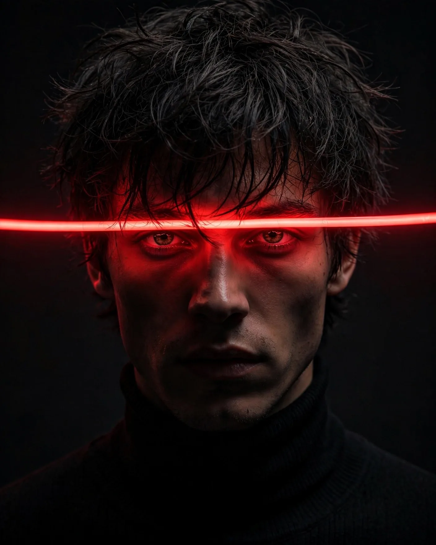 Red Neon Strip Portrait Prompt — Moody Cinematic Close-Up