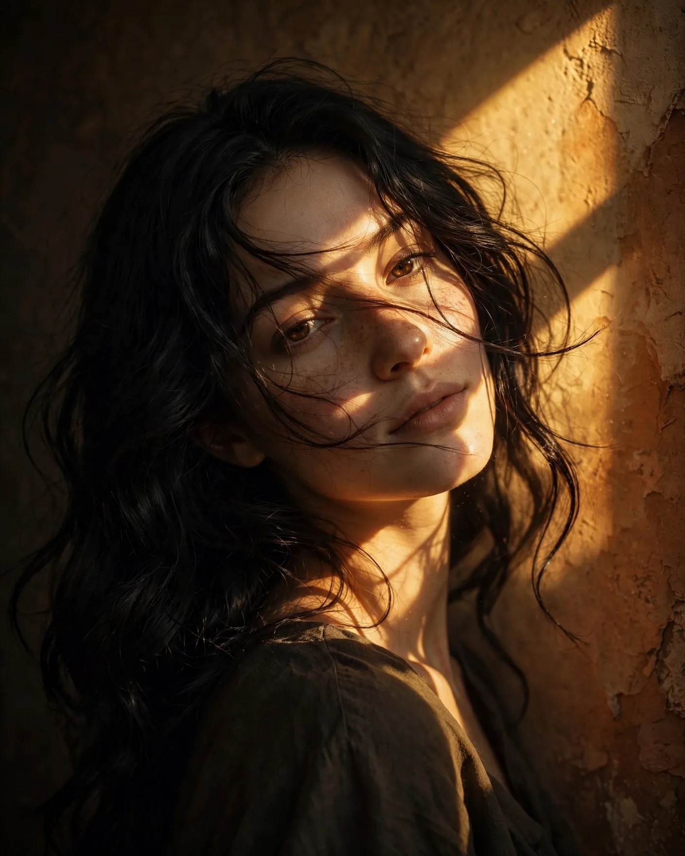 Golden Window Light Moody Portrait Prompt
