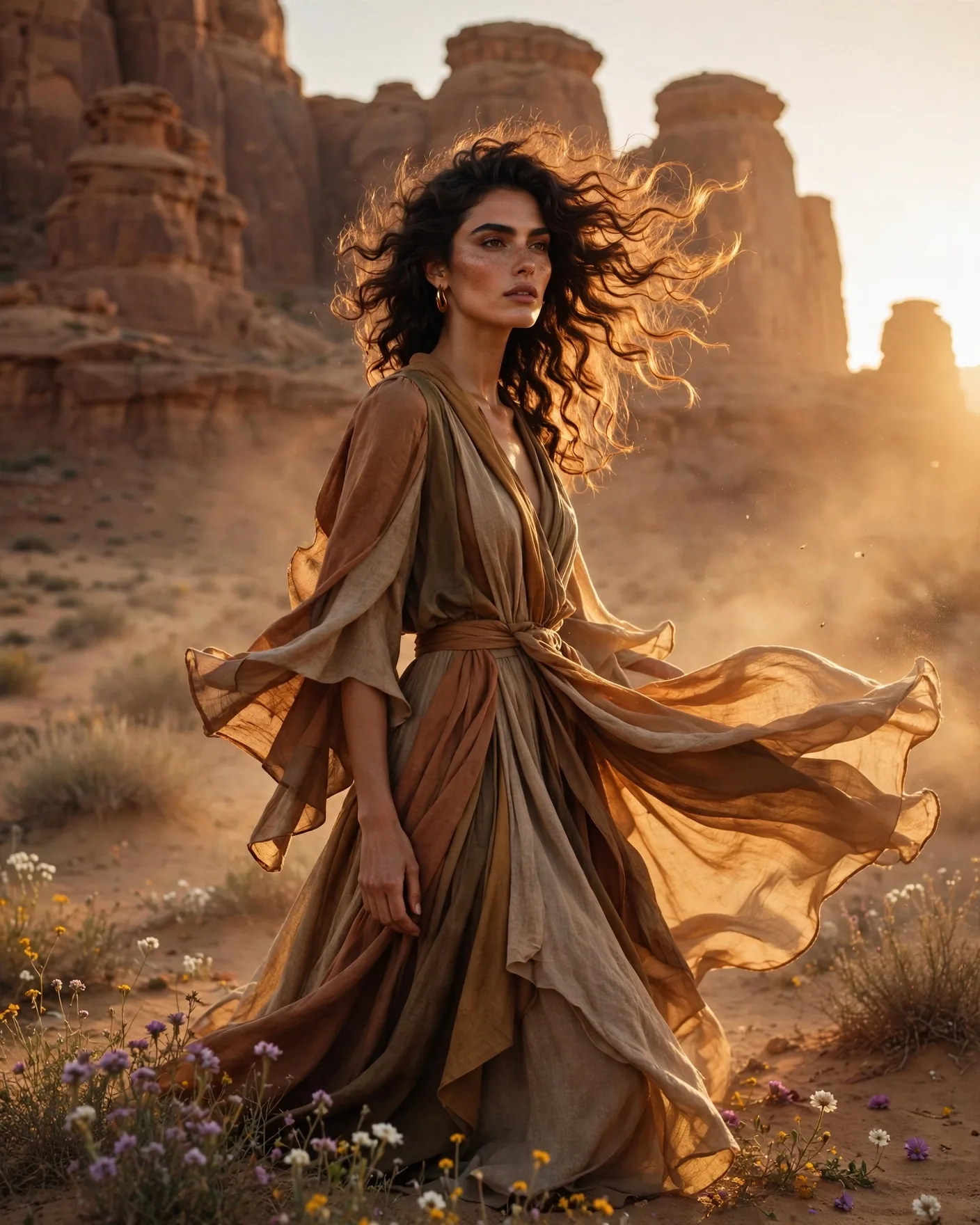 Desert Beauty Editorial Prompt — Golden Sands Fashion (4:5)