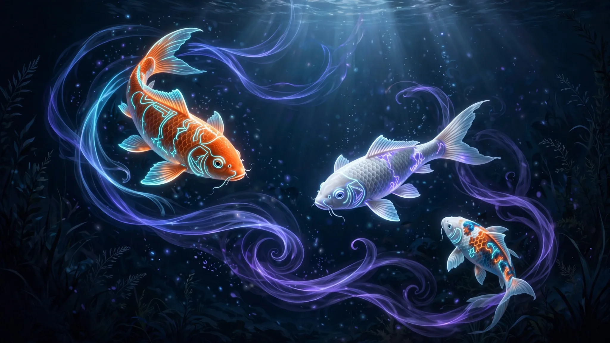 Neon Koi Dreamscape Prompt — Glowing Underwater Art