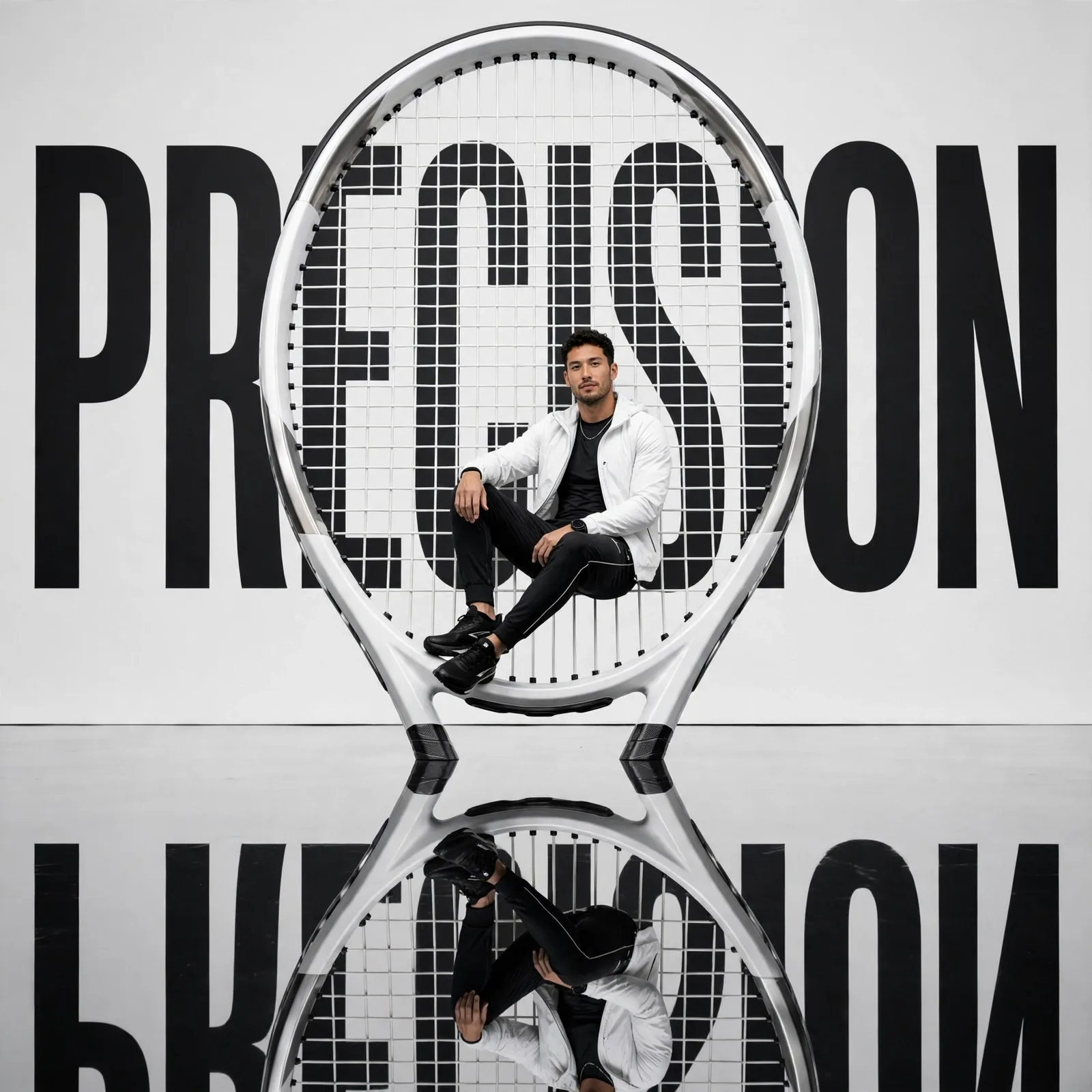 Tennis Racket Sculpture Sports Ad Prompt — Precision Fashion