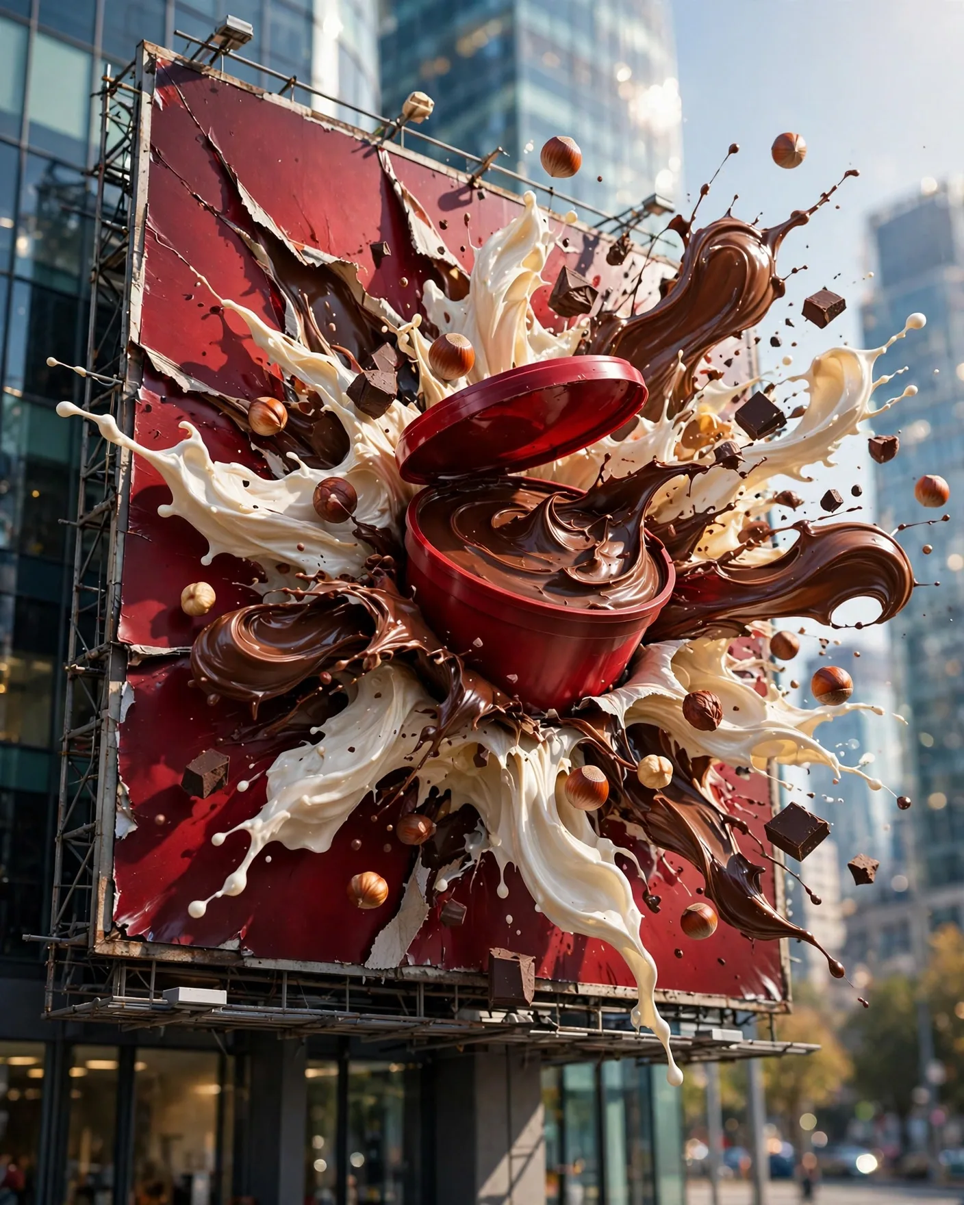Chocolate Billboard Explosion Poster Prompt