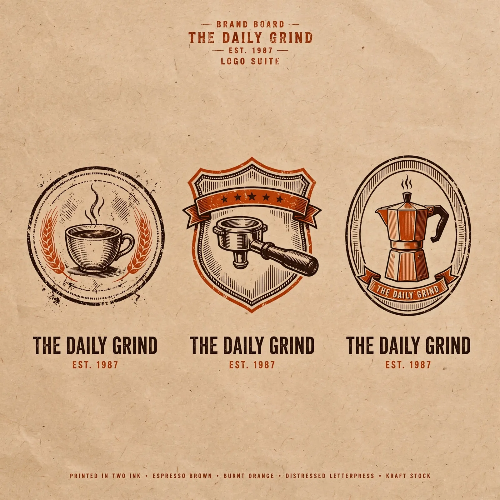 Vintage Coffee-Shop Badge Logo Collection Prompt — Retro Brand Marks (1:1)