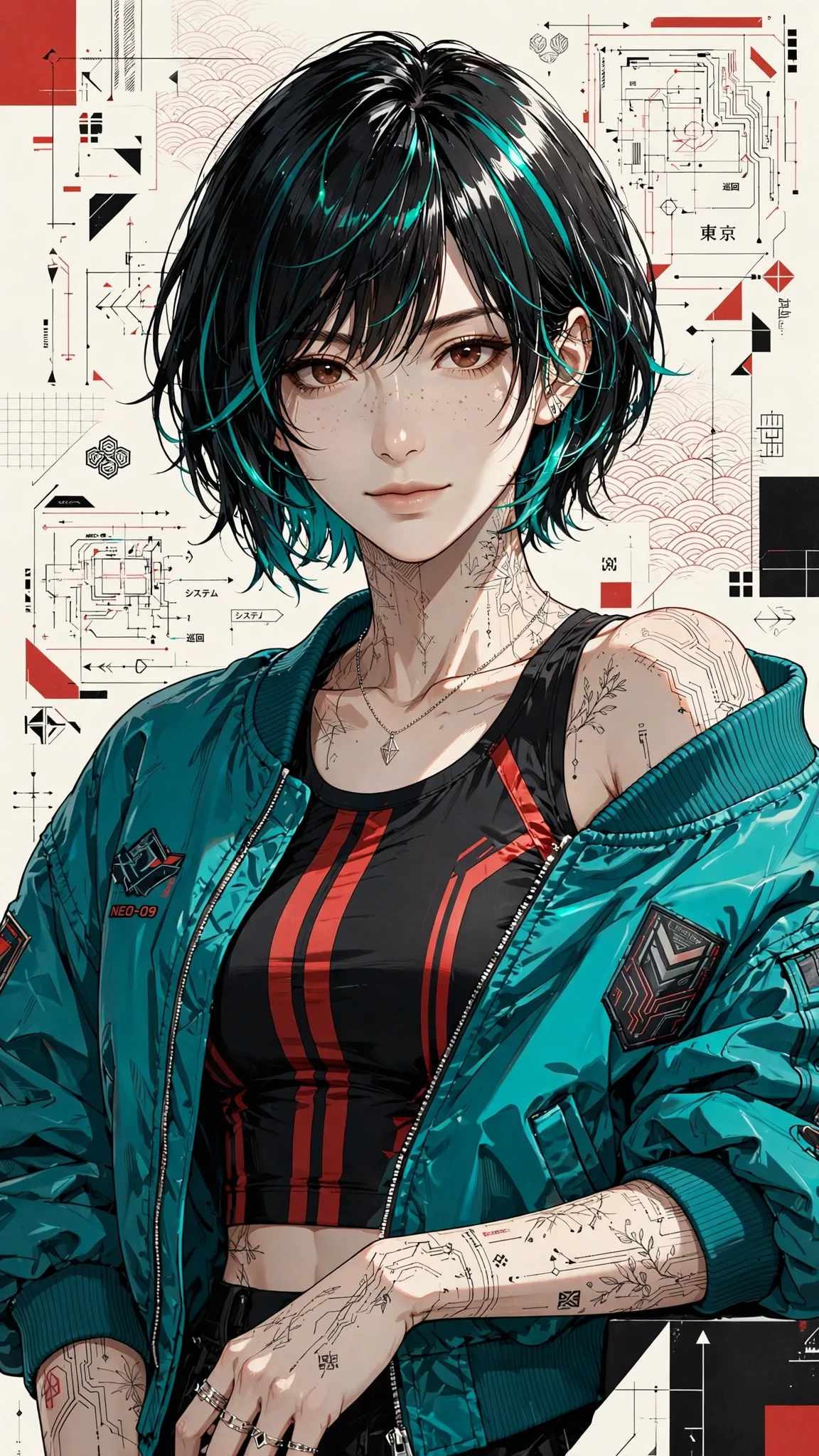 Cyberpunk Anime Editorial Prompt — Magazine-Cover Style Illustration