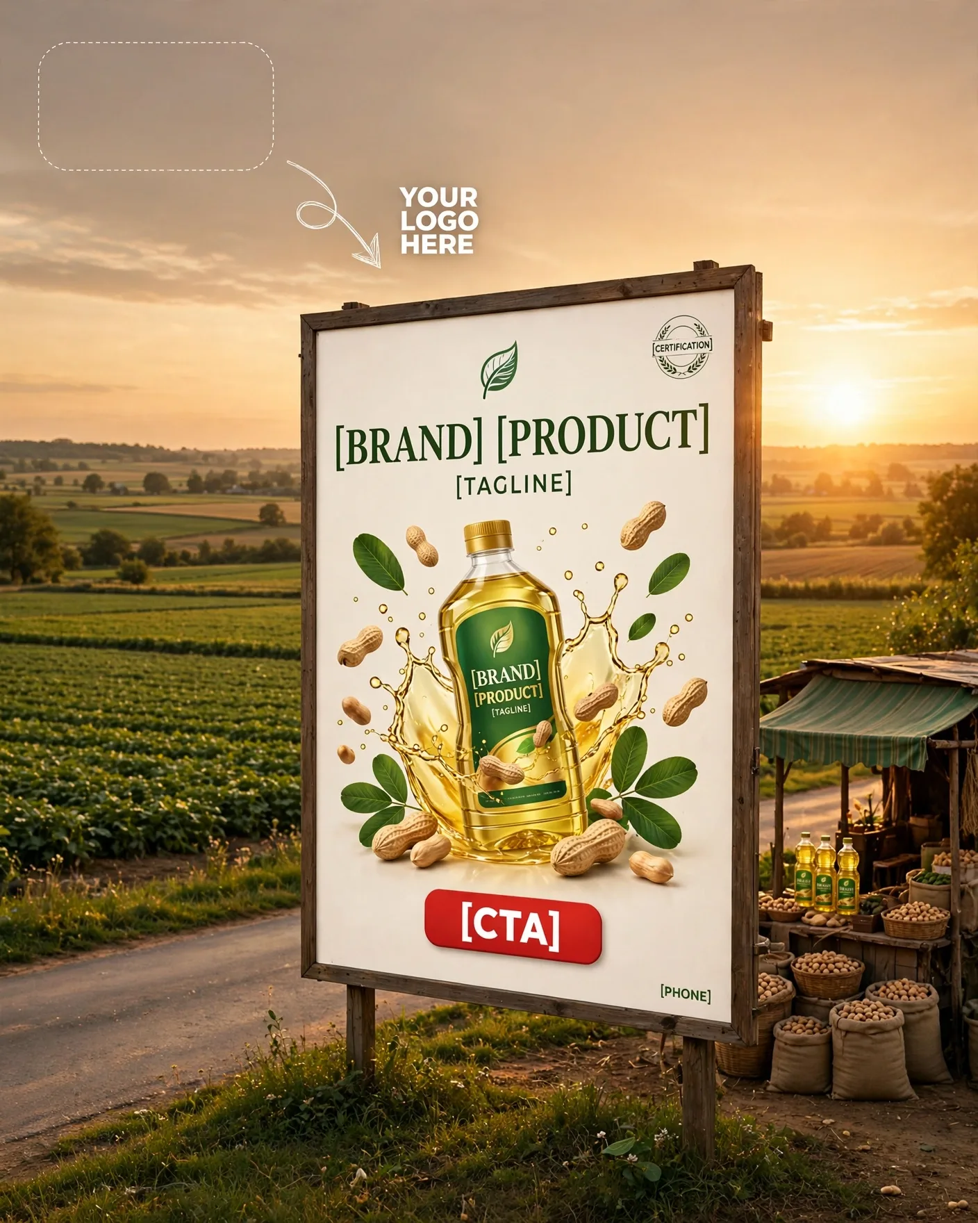 Groundnut Oil Billboard Rural Trust Farm Fresh Editable AI Prompt