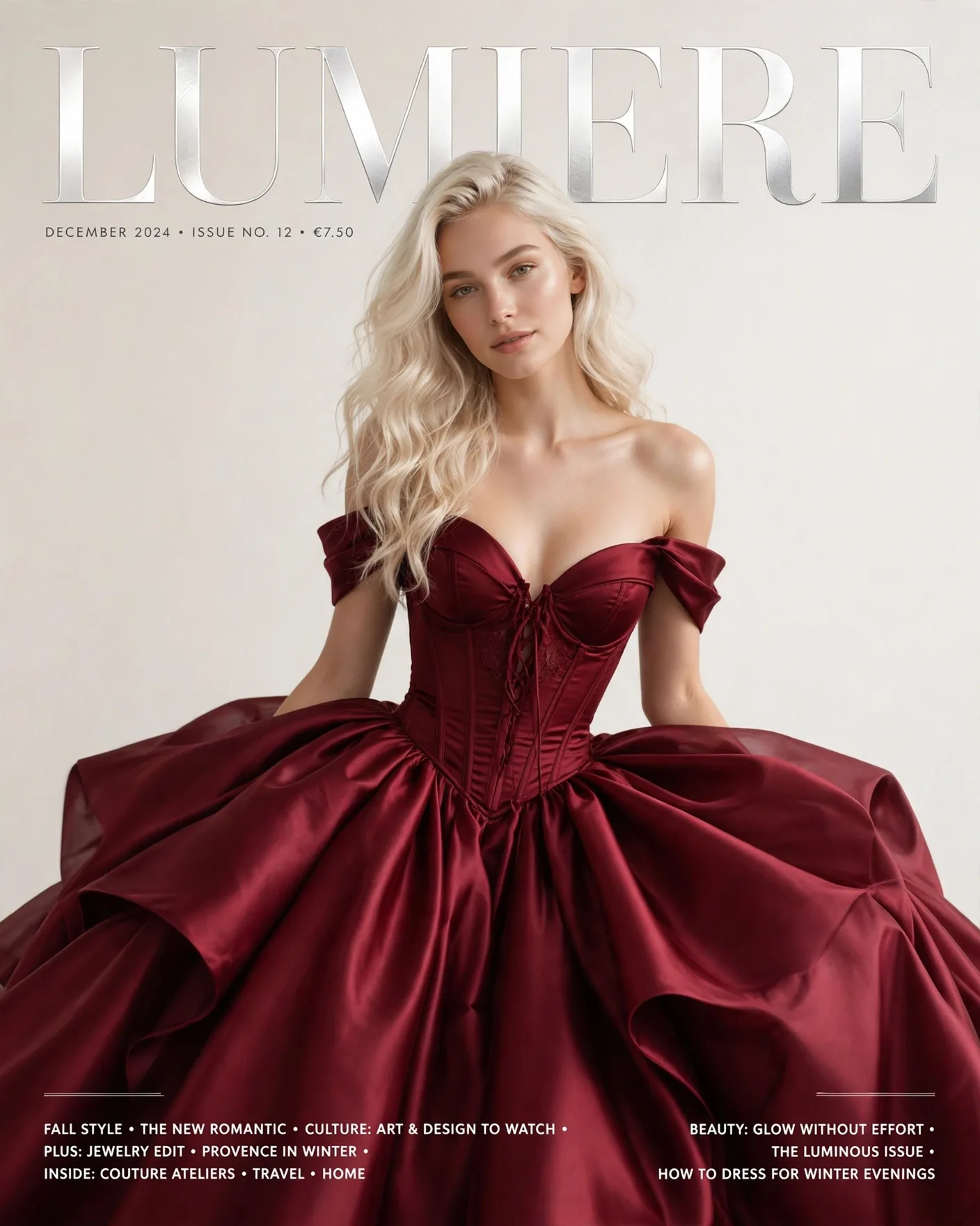 LUMIÈRE Luxury Fashion Magazine Cover Prompt — Editorial Glamour