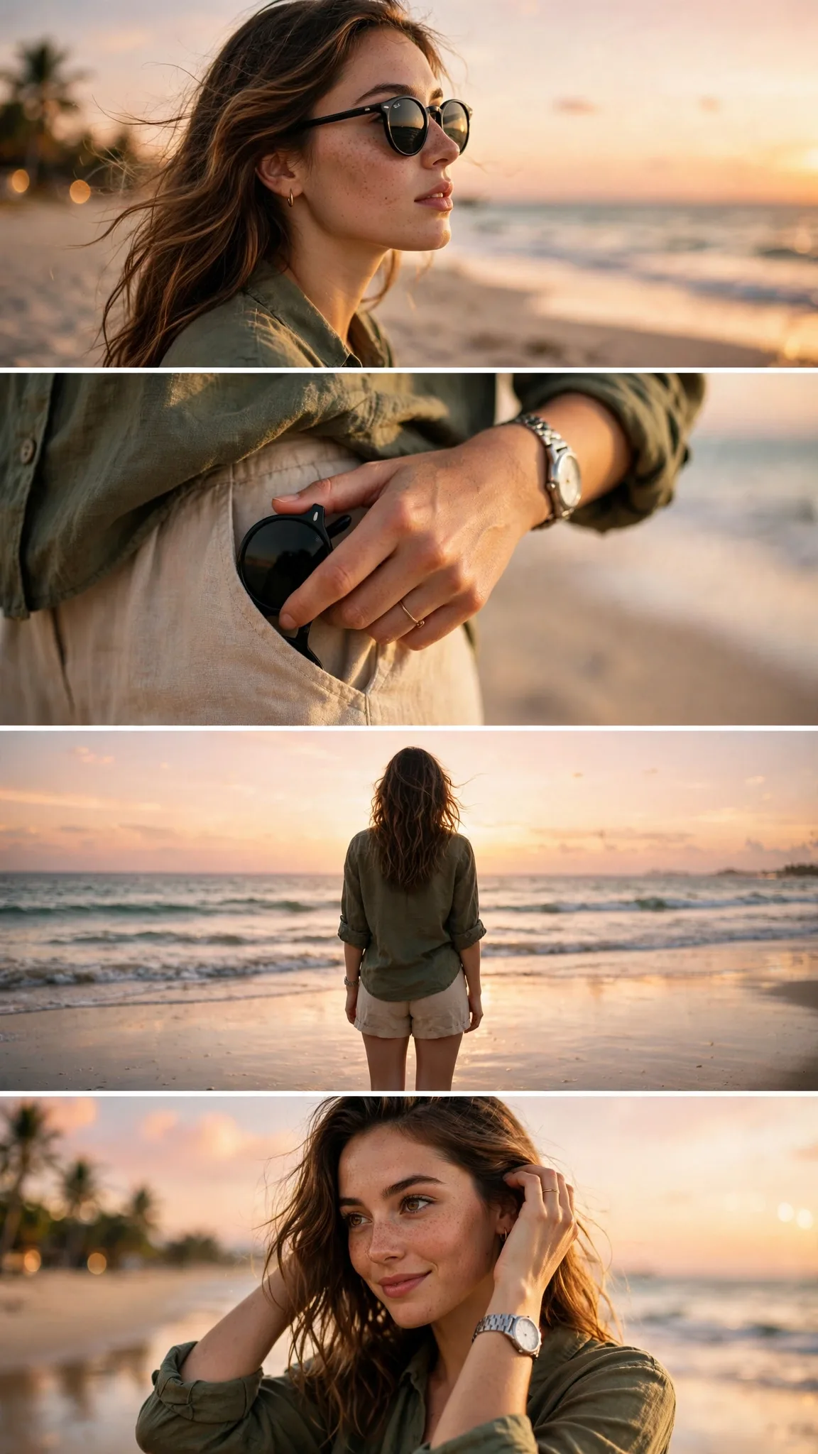 Sunset Beach Four-Frame Photo Collage Prompt