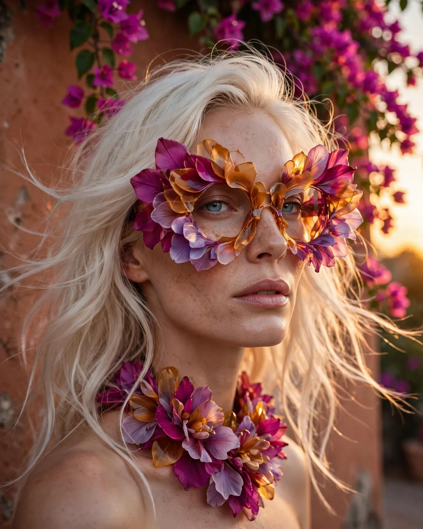Floral Couture Sunglasses Editorial Portrait Prompt