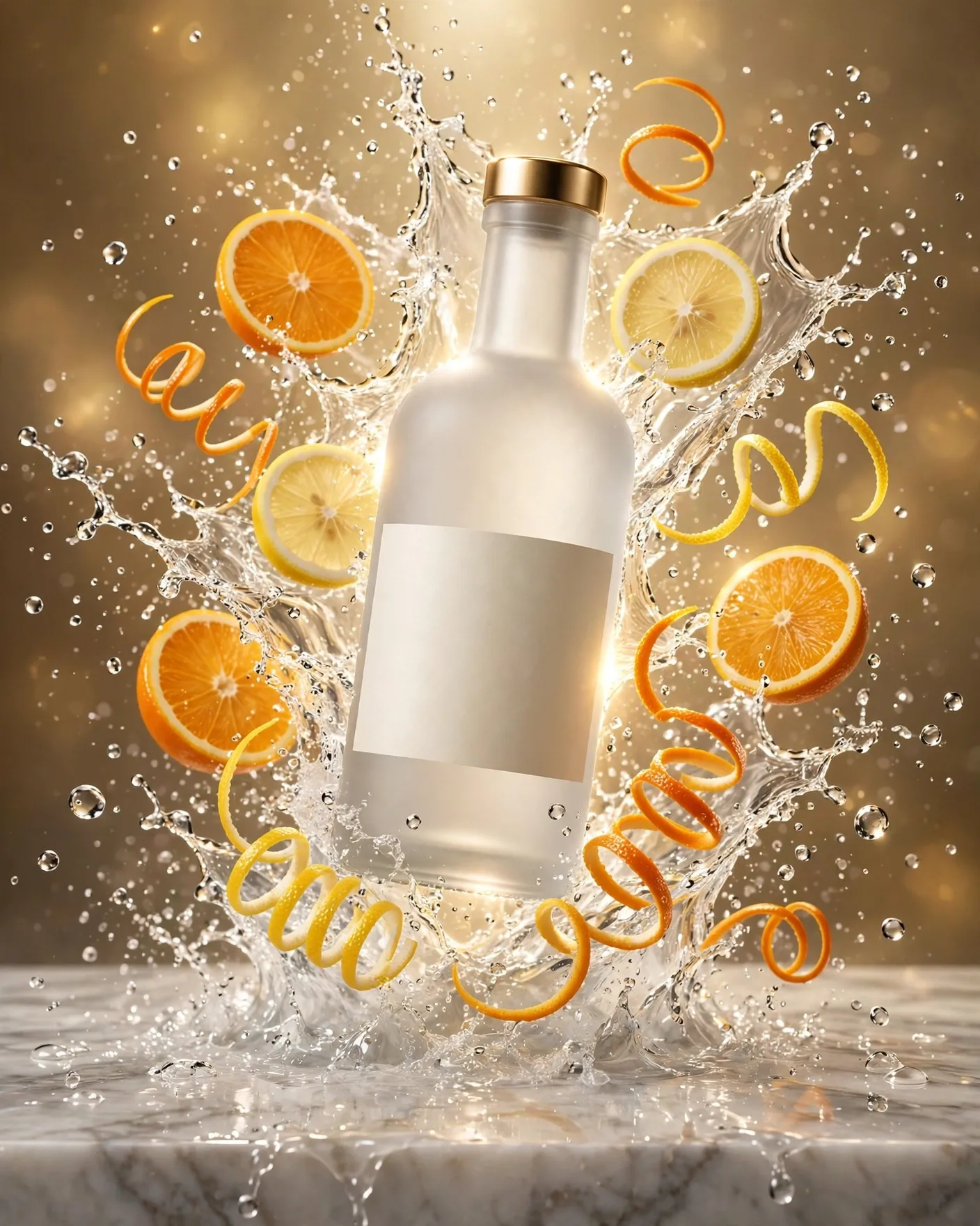 AURELIA FIZZ Citrus Tonic Ad Prompt — Splash Explosion (4:5)