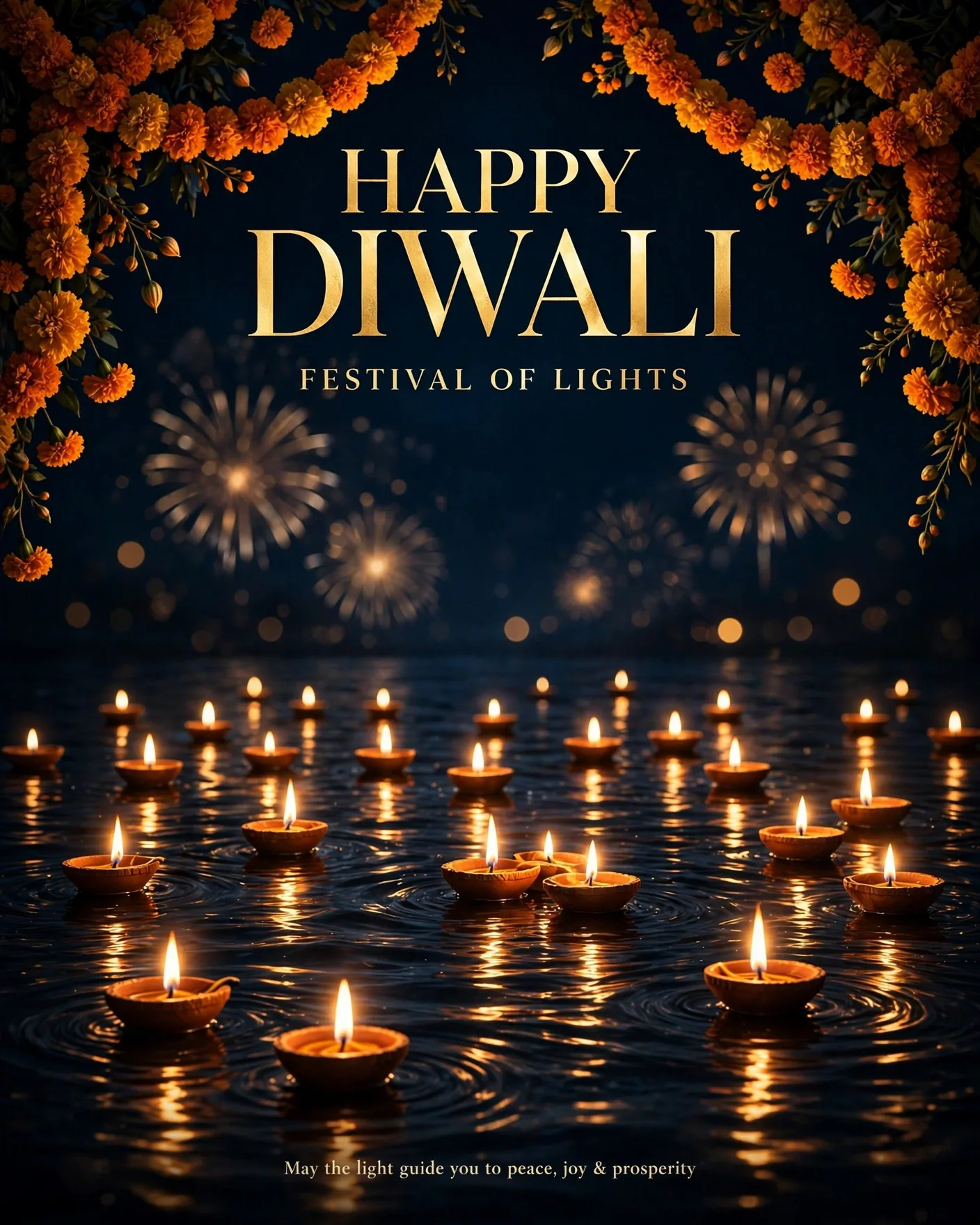 Festival of Lights Celebration Poster Prompt — Diwali Diya Art (4:5)