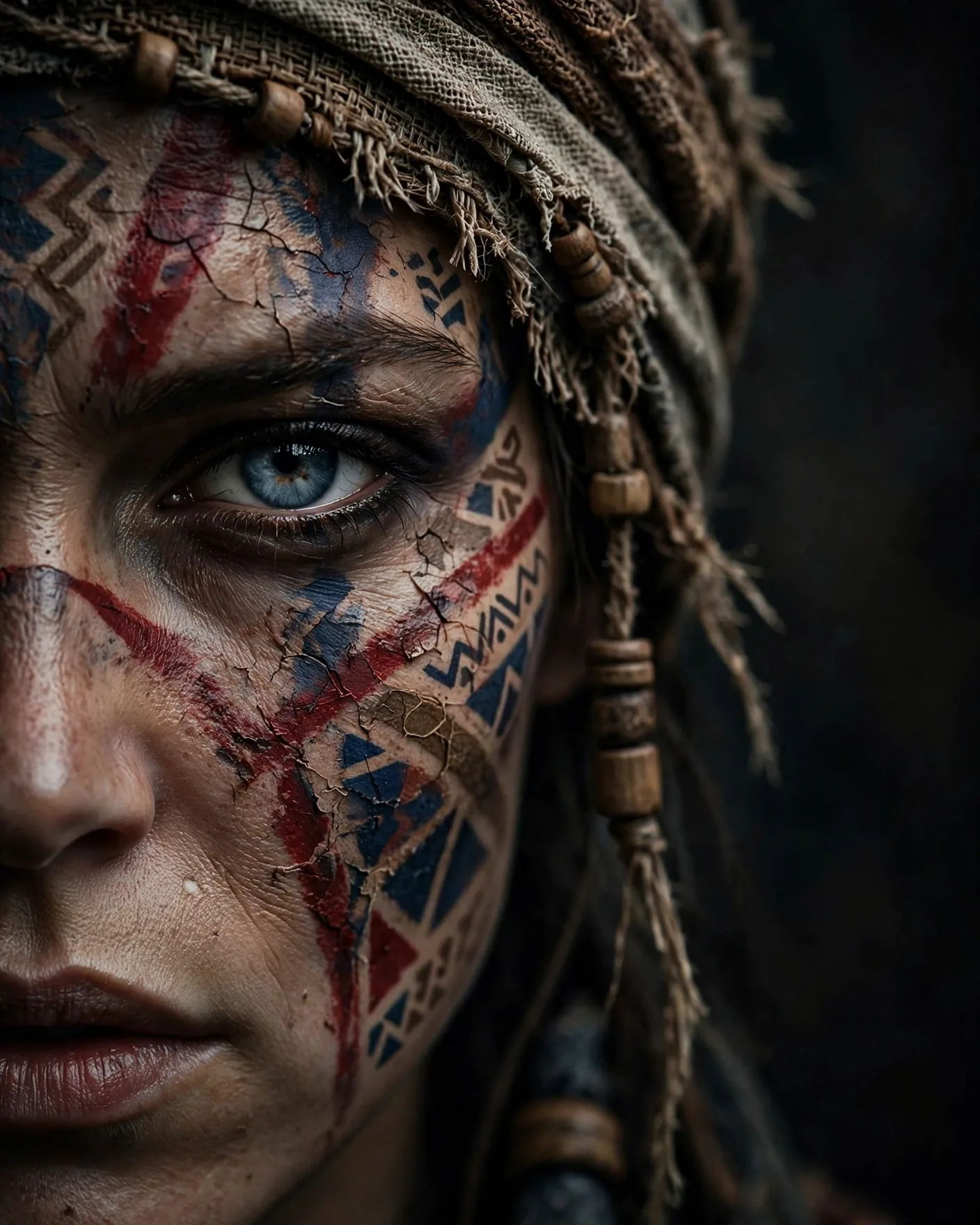 Tribal Face-Paint Editorial Half Portrait Prompt