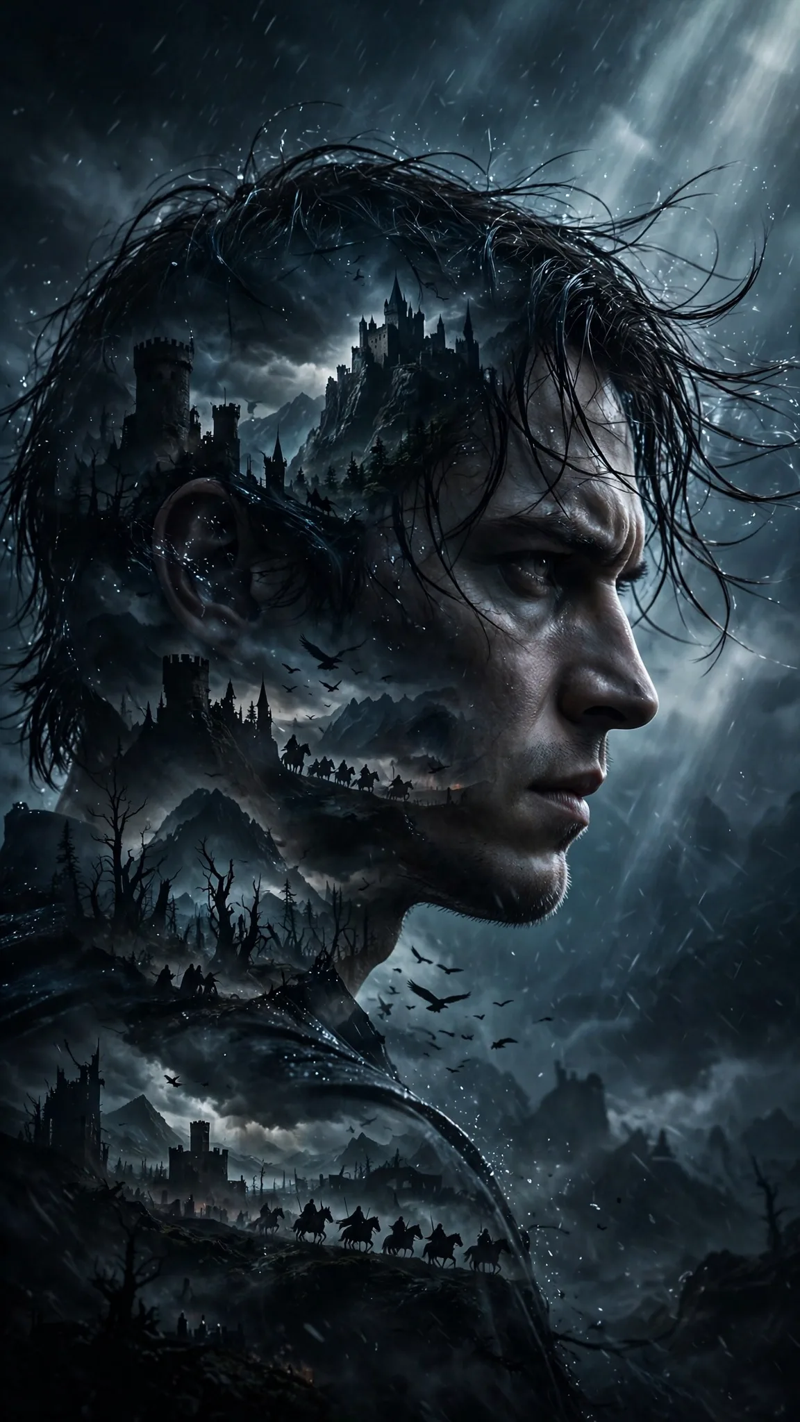Dark Fantasy Poster Prompt — Double-Exposure Movie Portrait