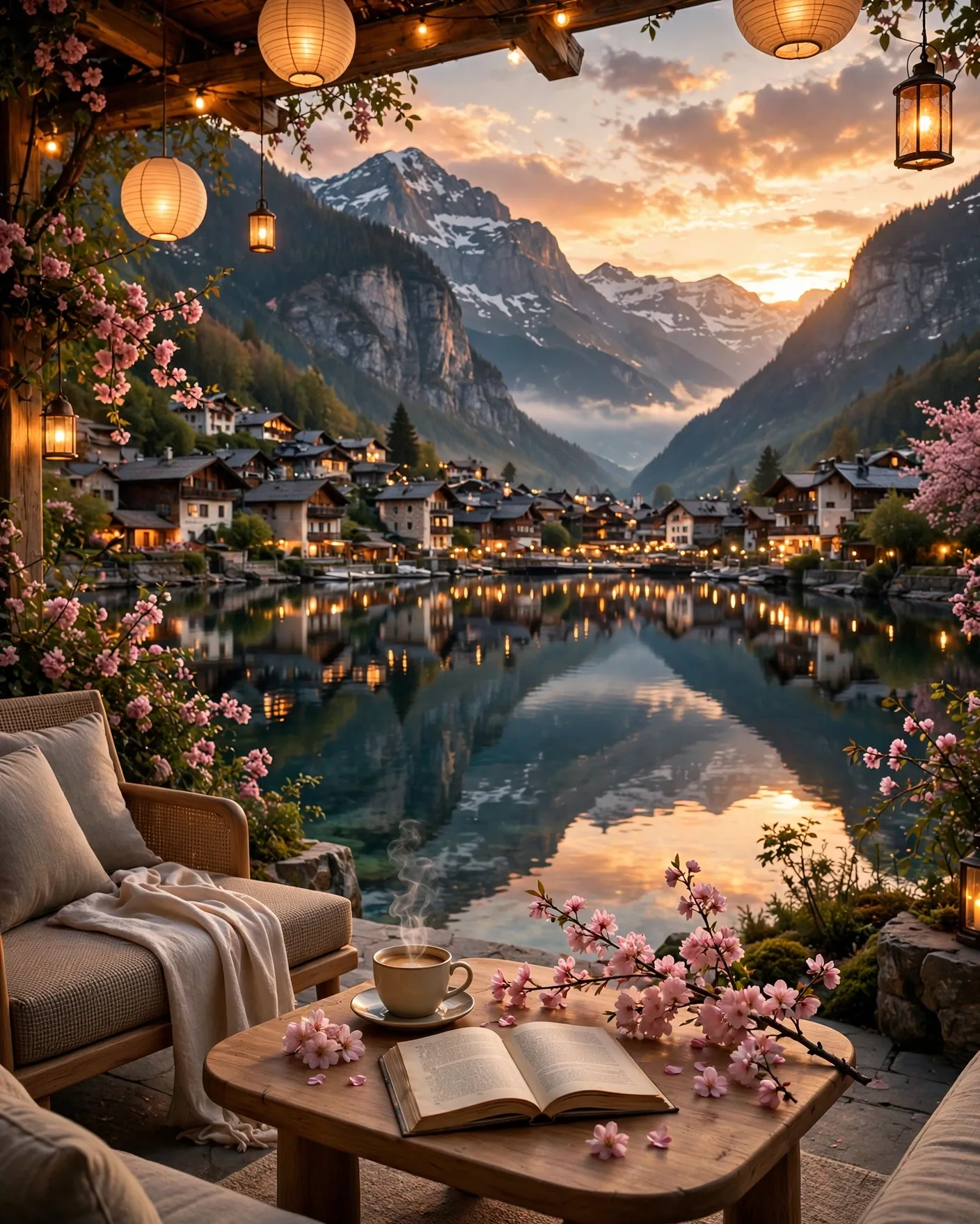 Luxury Lakeside Travel Editorial Poster Prompt