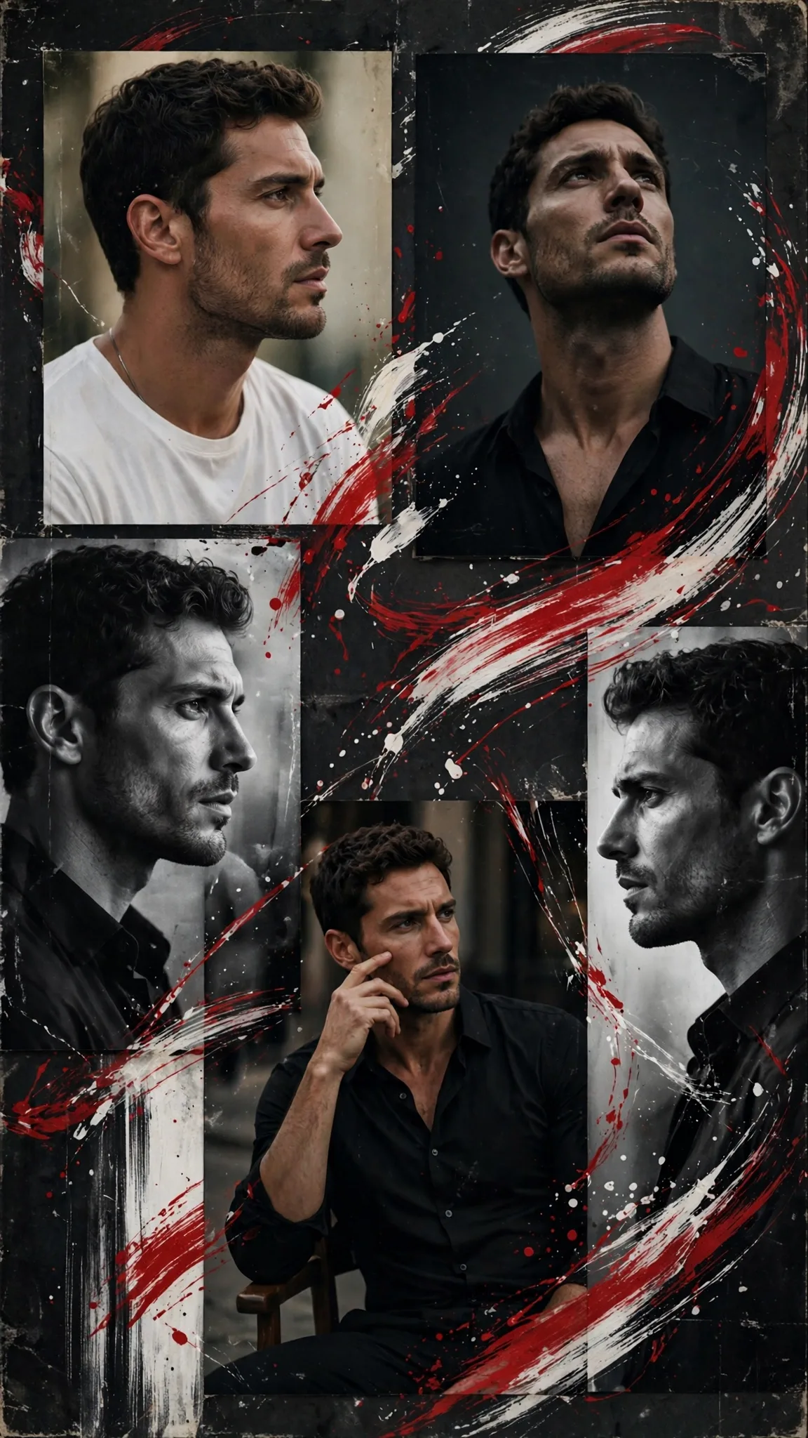 Aesthetic Five-Panel Photo Collage Portrait Template