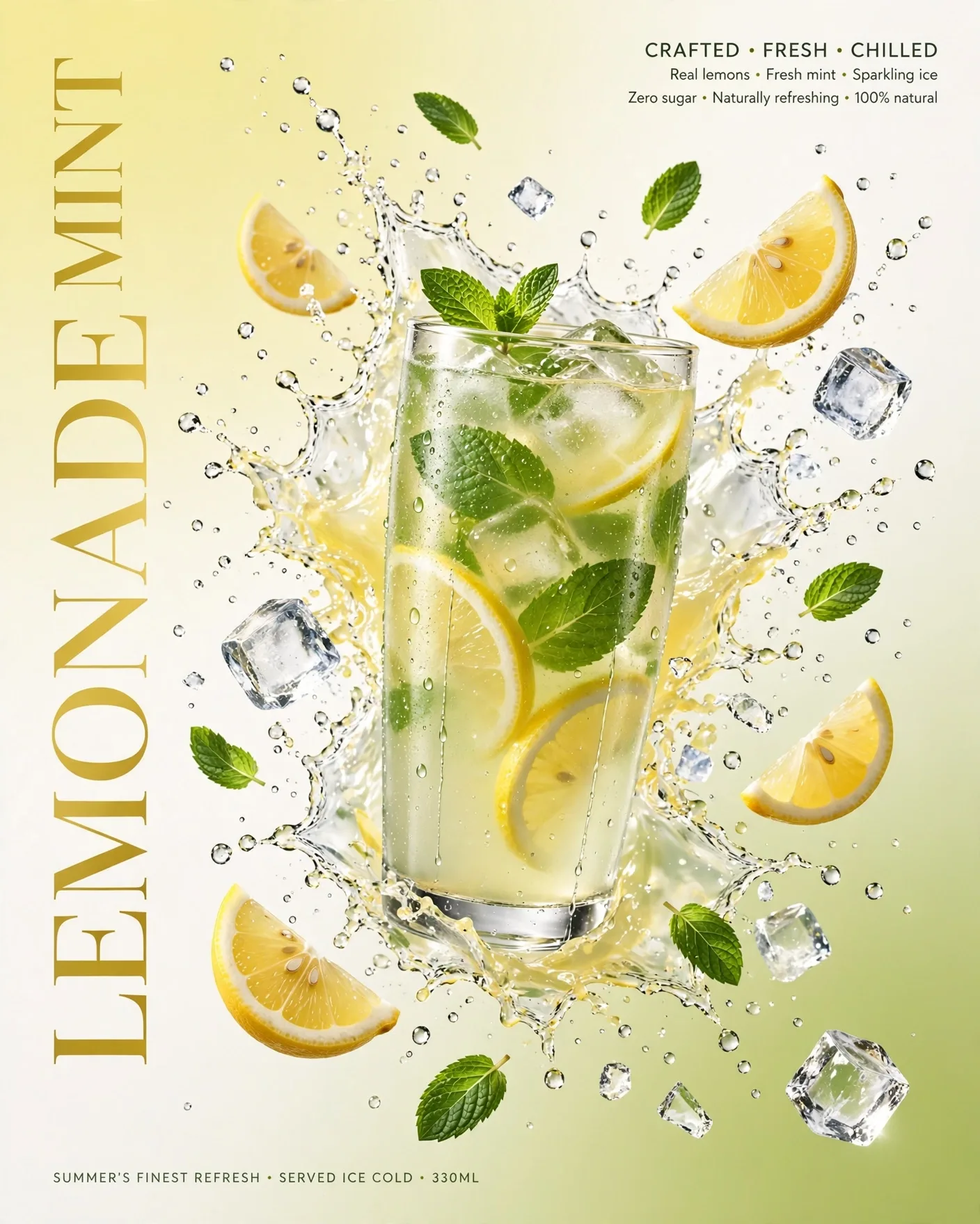 Citrus Lemonade Drink Ad Prompt — Premium Beverage Poster Design