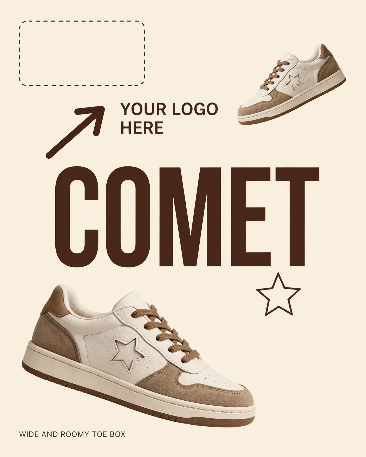 Comet Sneaker Minimal Type Product Ad Editable AI Prompt