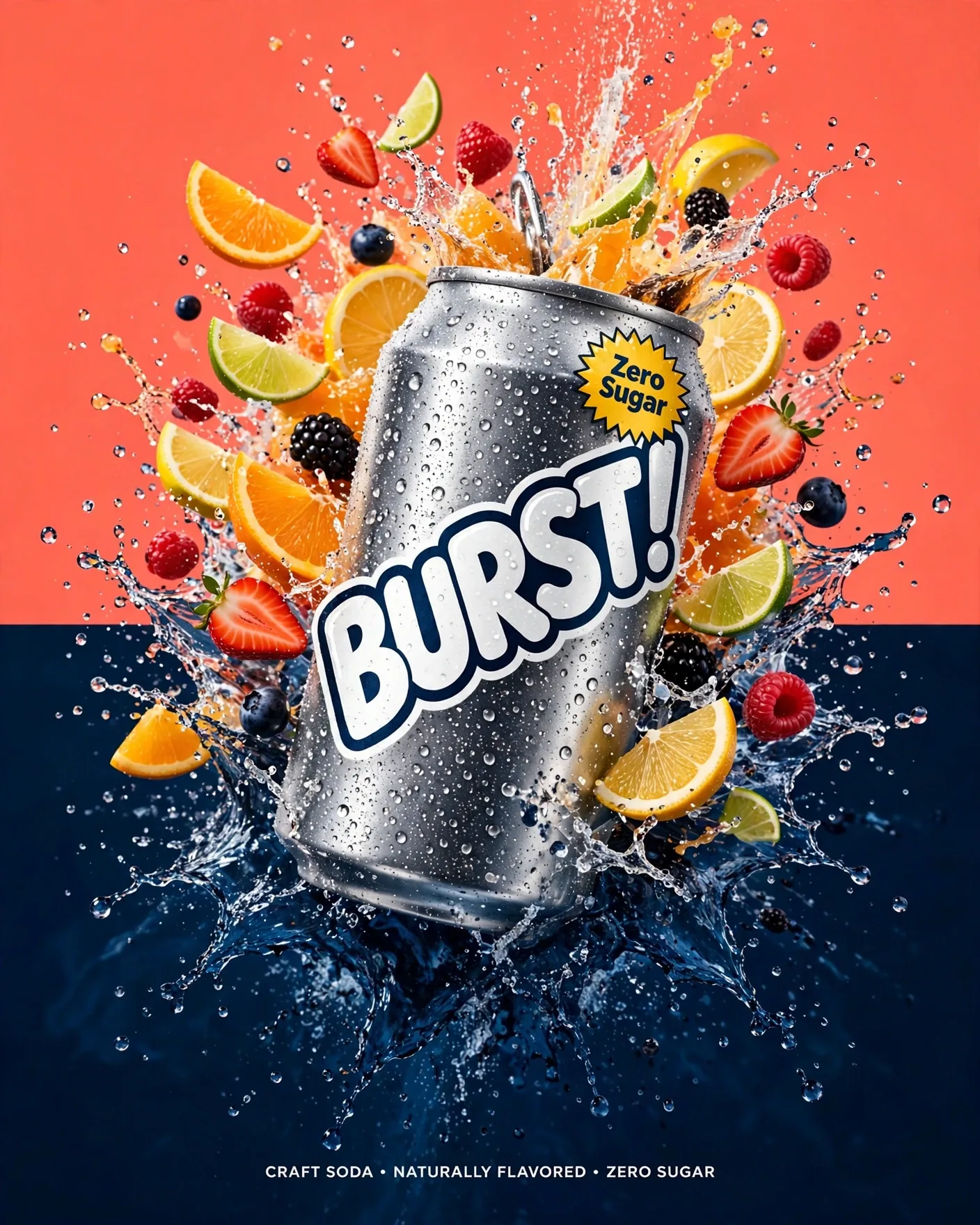 Craft Soda Ad Prompt — Dynamic High-Impact Beverage Poster