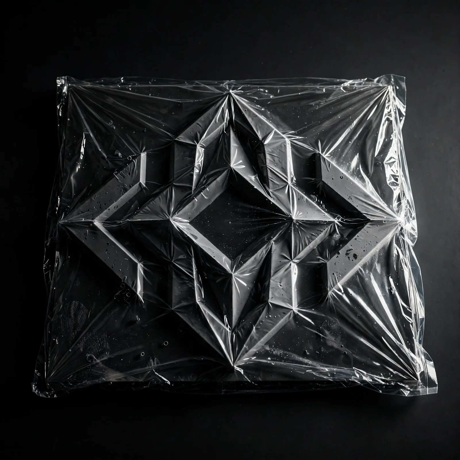 Shrink-Wrapped Logo Relief Poster Prompt — Experimental Brand Art