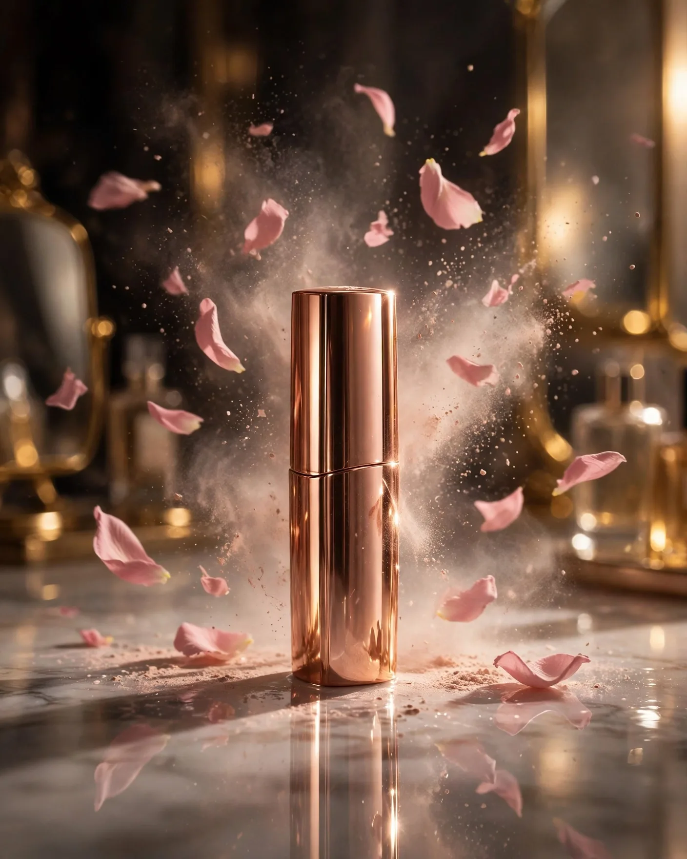 Rose Gold Lipstick Luxury Ad Prompt