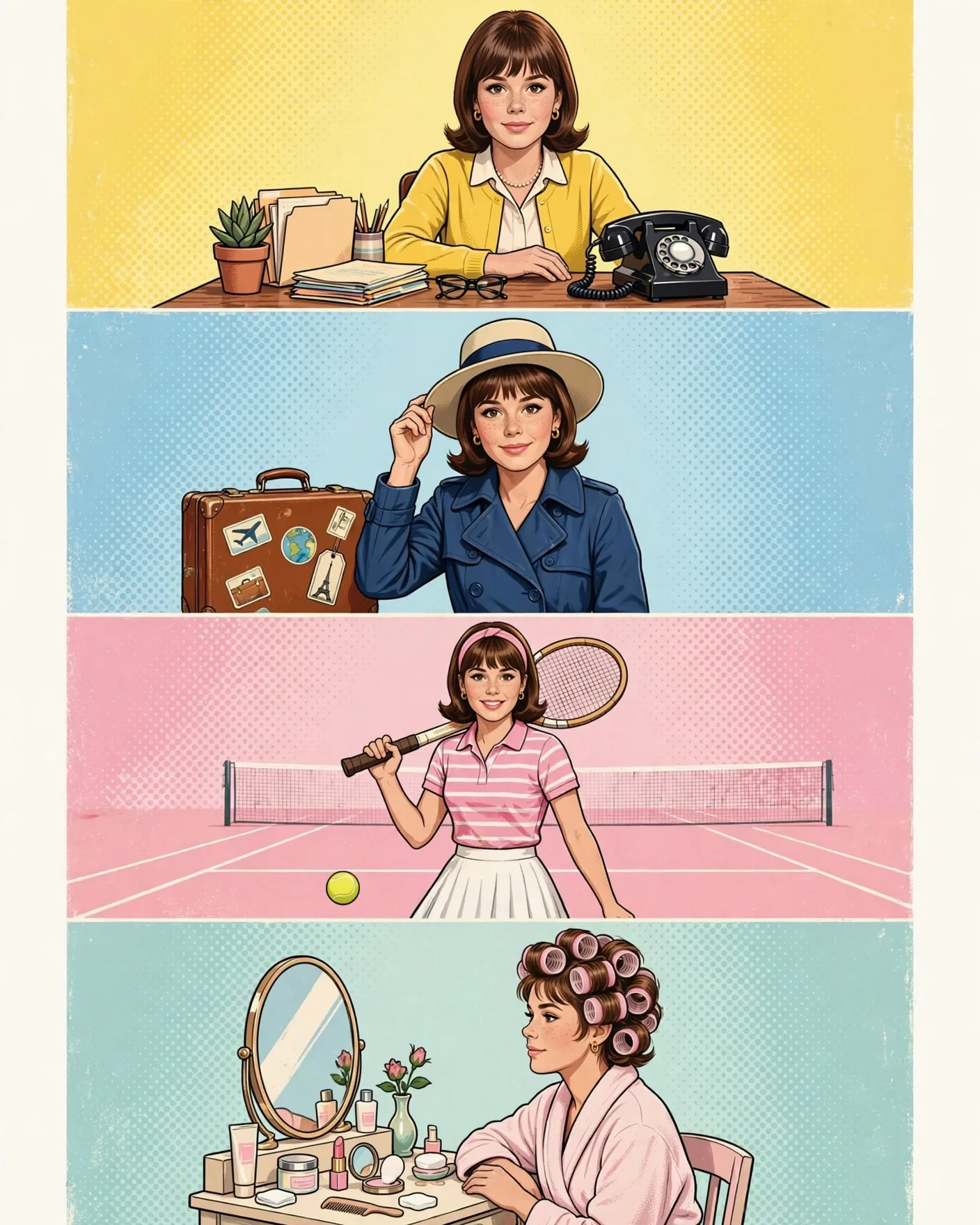Retro Four-Persona Split Panel Poster Prompt — 60s Fashion Editorial