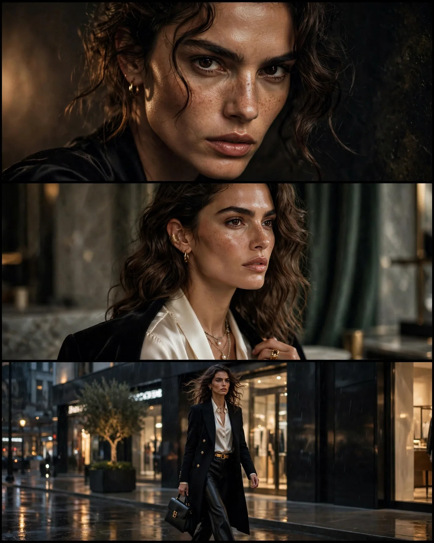 Fashion Triptych Editorial Prompt — Three-Frame Luxury Story (4:5)