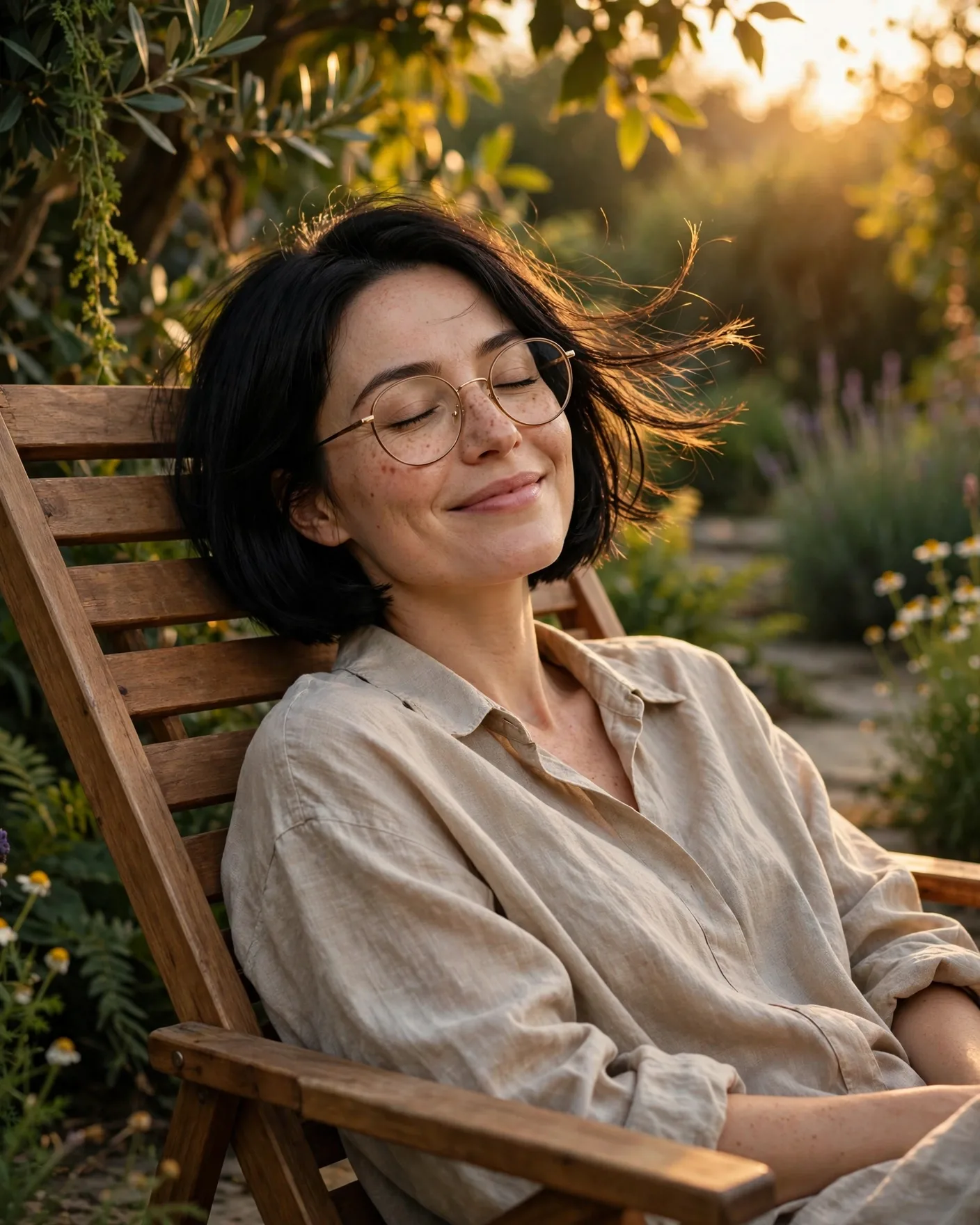 Golden Hour Garden Portrait Prompt — Relaxed Editorial Glow (4:5)