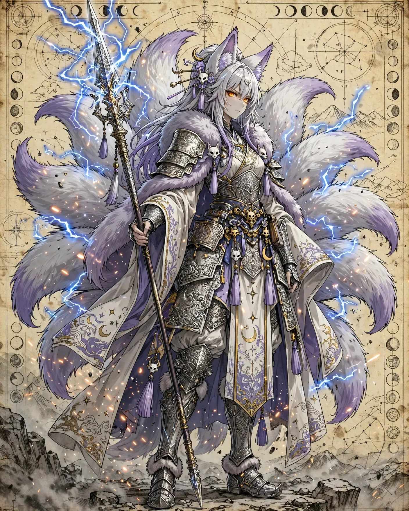 Fox Spirit Warrior Anime Prompt — Fantasy Character Concept Art