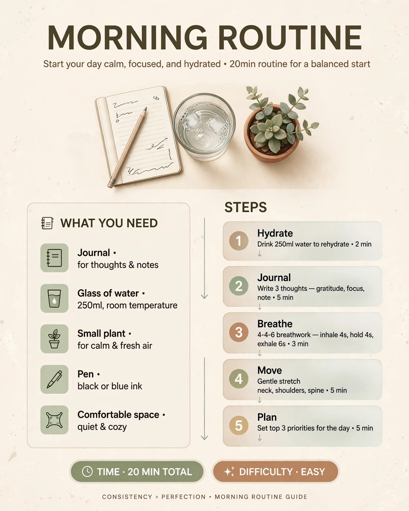 Daily Routine Editorial Infographic Prompt — Clean Habit Planner