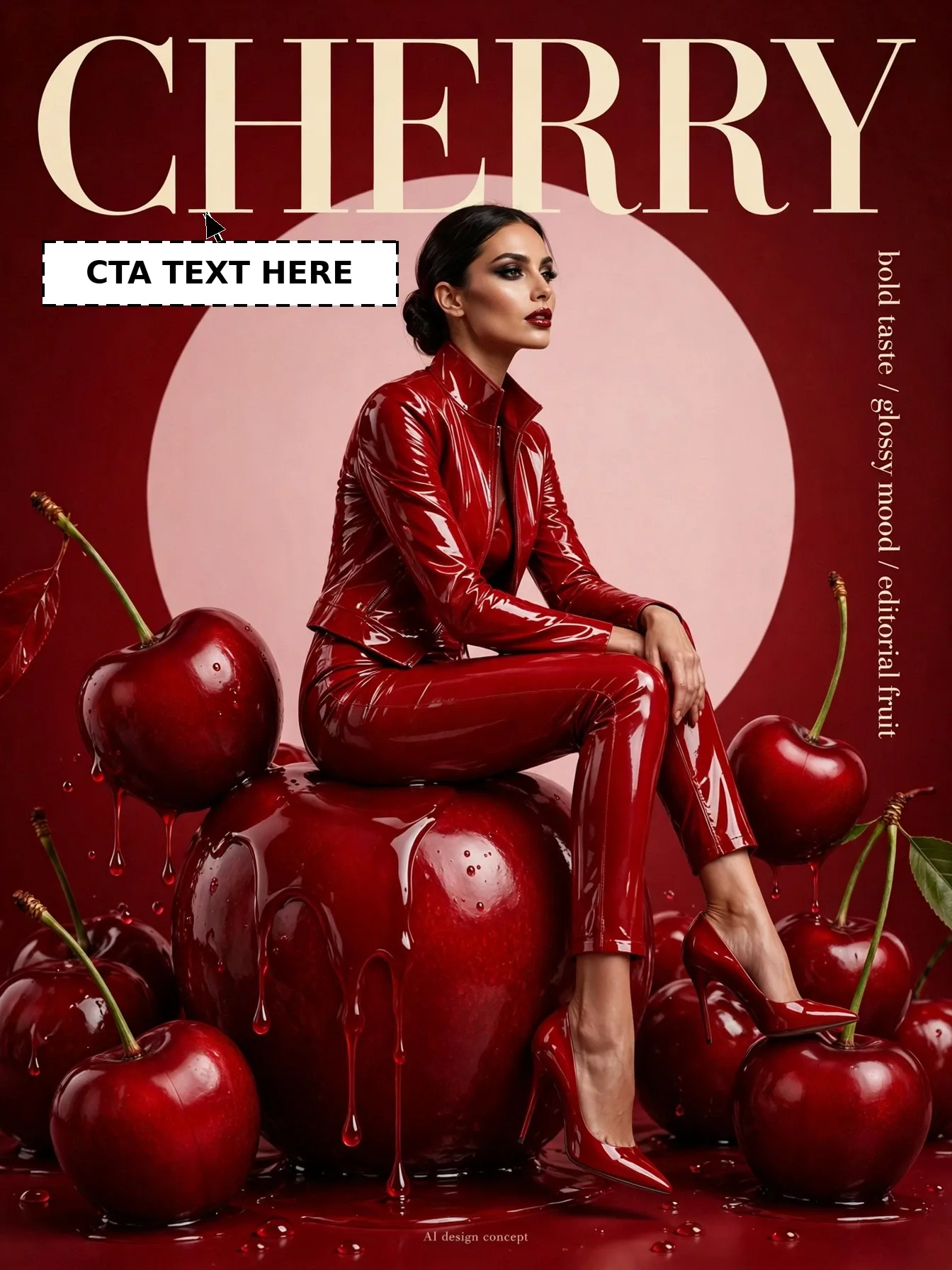 Cherry Editorial Poster Editable AI Prompt